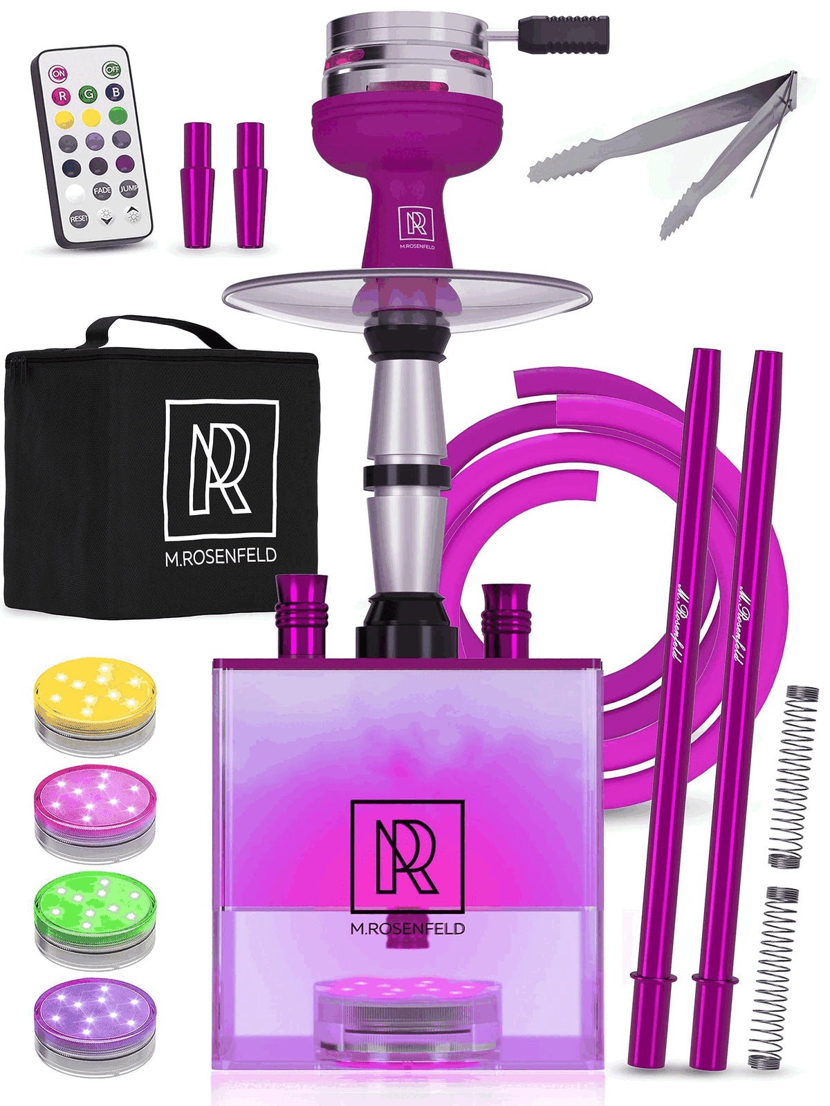 YADO Portable Purple Hookah Set with 2 Hoses and Charcoal Holder - Perfect for On-the-Go Enjoyment!
