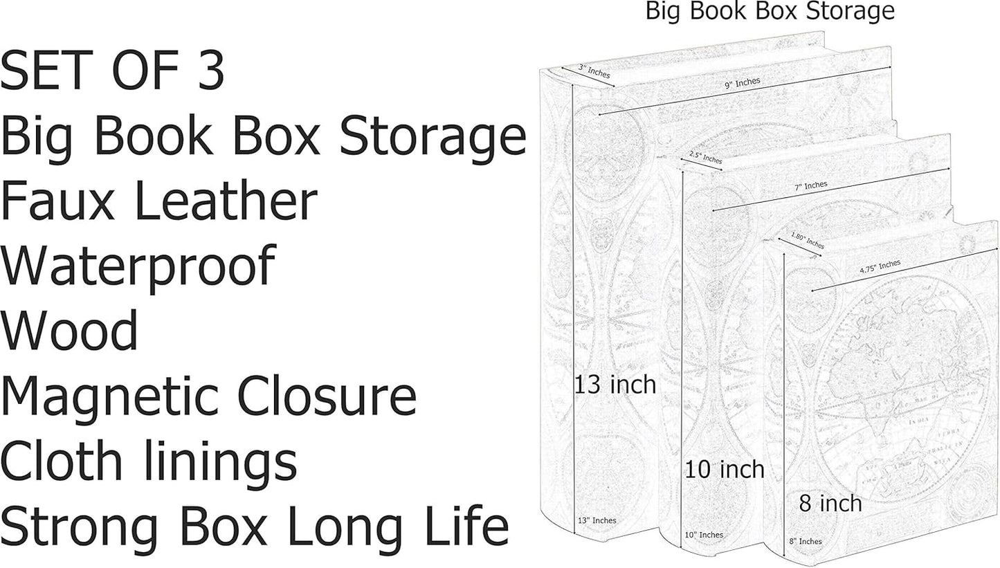 Secret Antiques Vintage Retro Invisible Storage Book Box 3-Piece Set