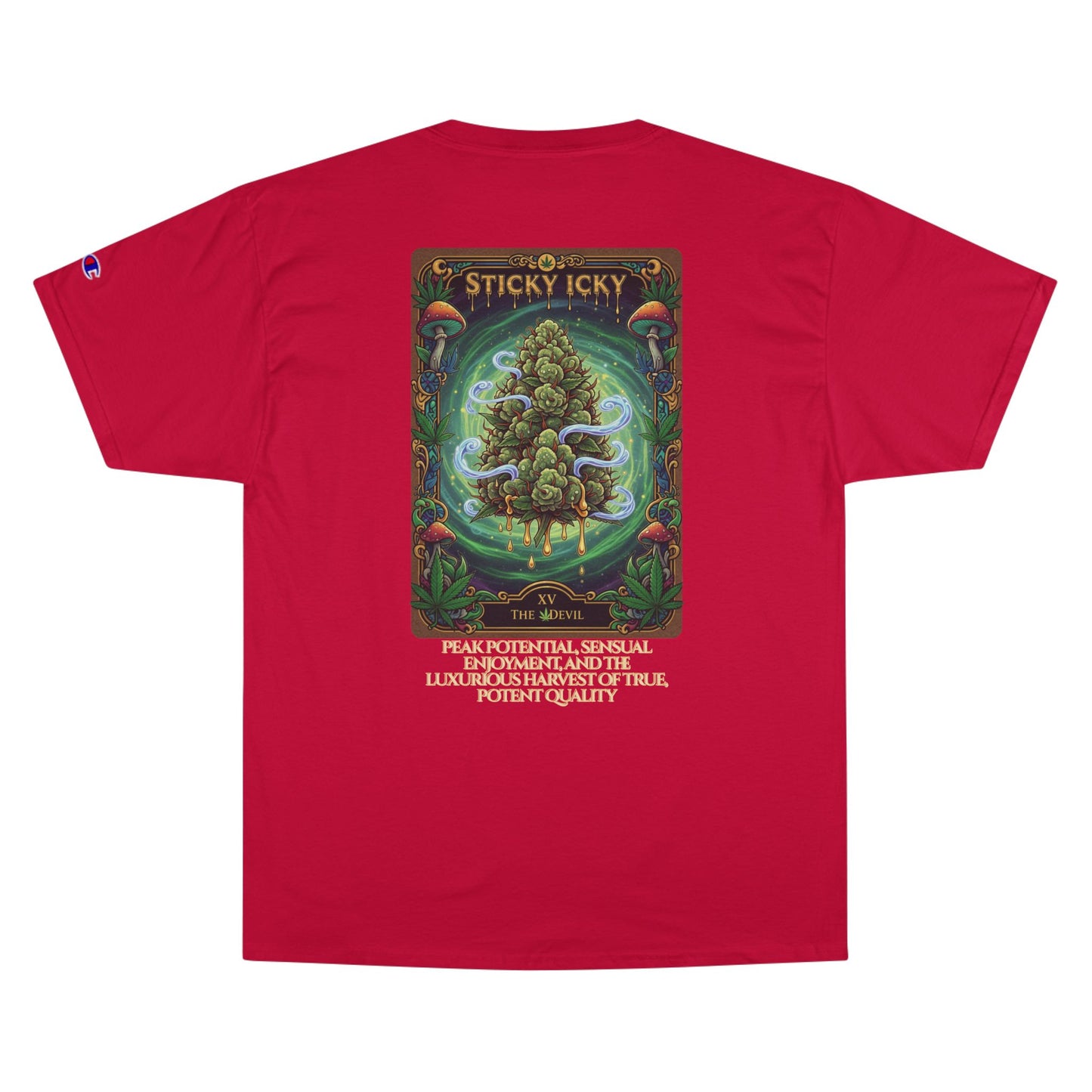 Sticky Icky Potent Vibes Champion T-Shirt, Cannabis Tee, Gift for Stoners, Unique Graphic Tee, 420 Apparel, Summer Festival Clothing