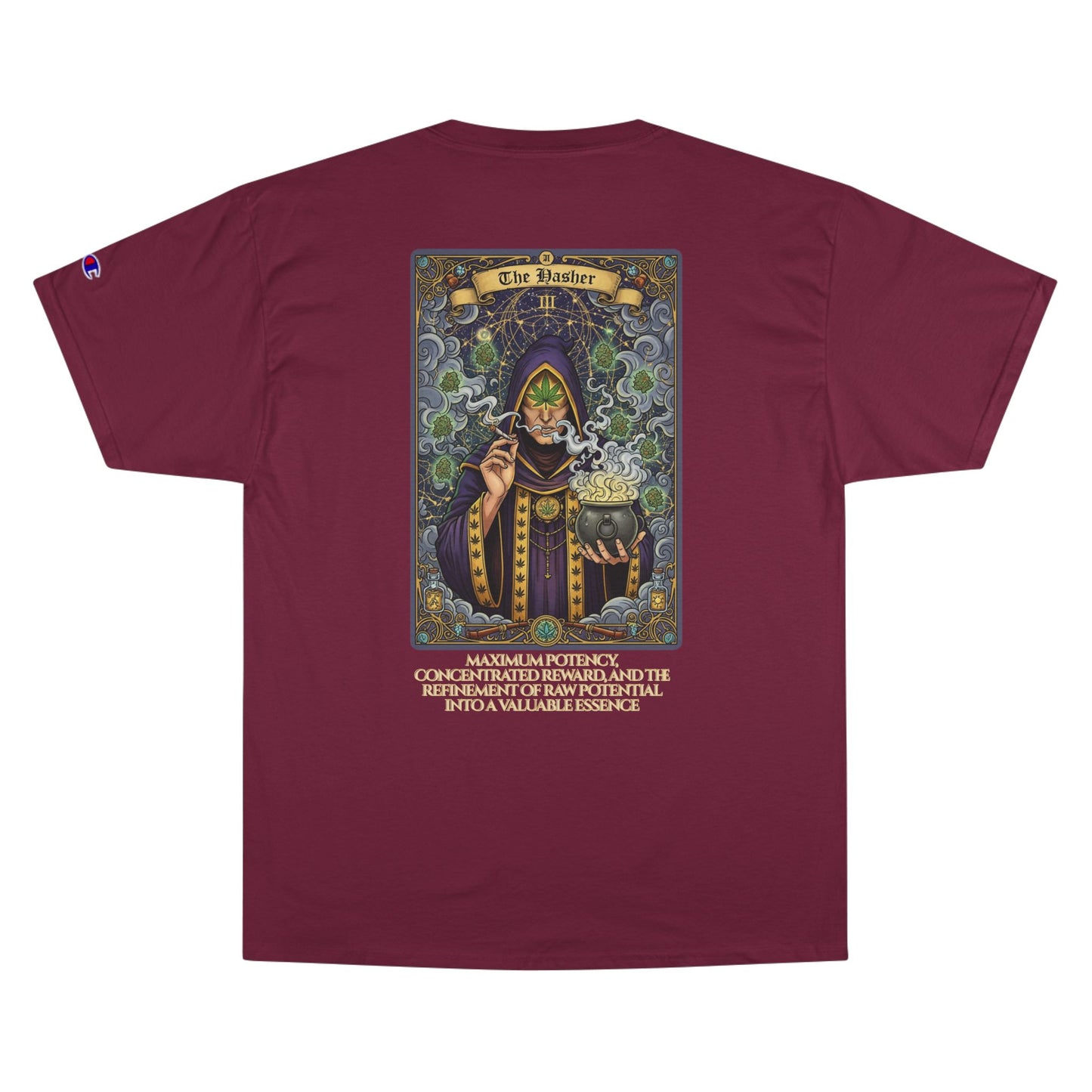 The Hasher Mystical Tarot Champion T-Shirt, Enchanted Apparel, Unique Graphic Tee, Gift for Wizard Lovers, Halloween Costume Shirt