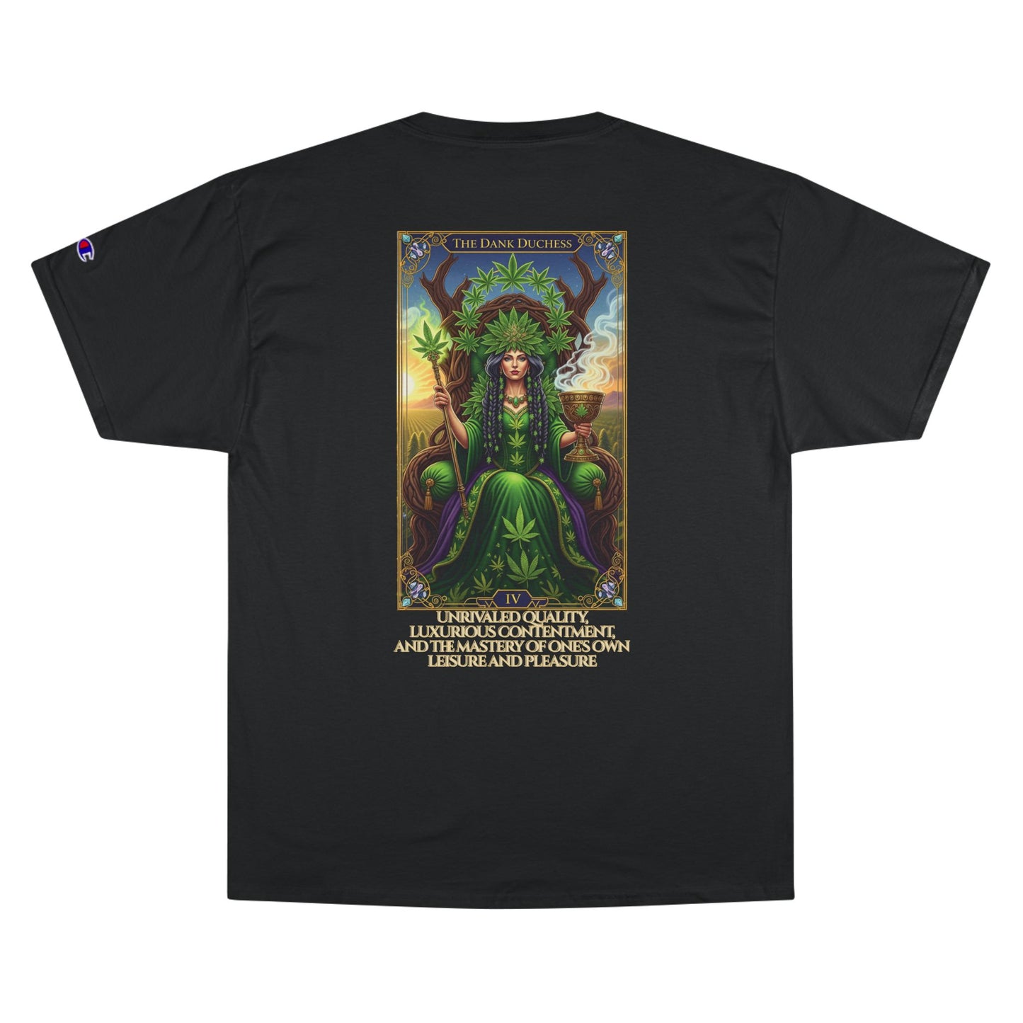 The Dank Dutchess Tarot Champion T-Shirt | Cannabis Queen Tee, Comfortable Graphic Shirt, Gift for Stoners, Festival Wear, Unique Streetwear
