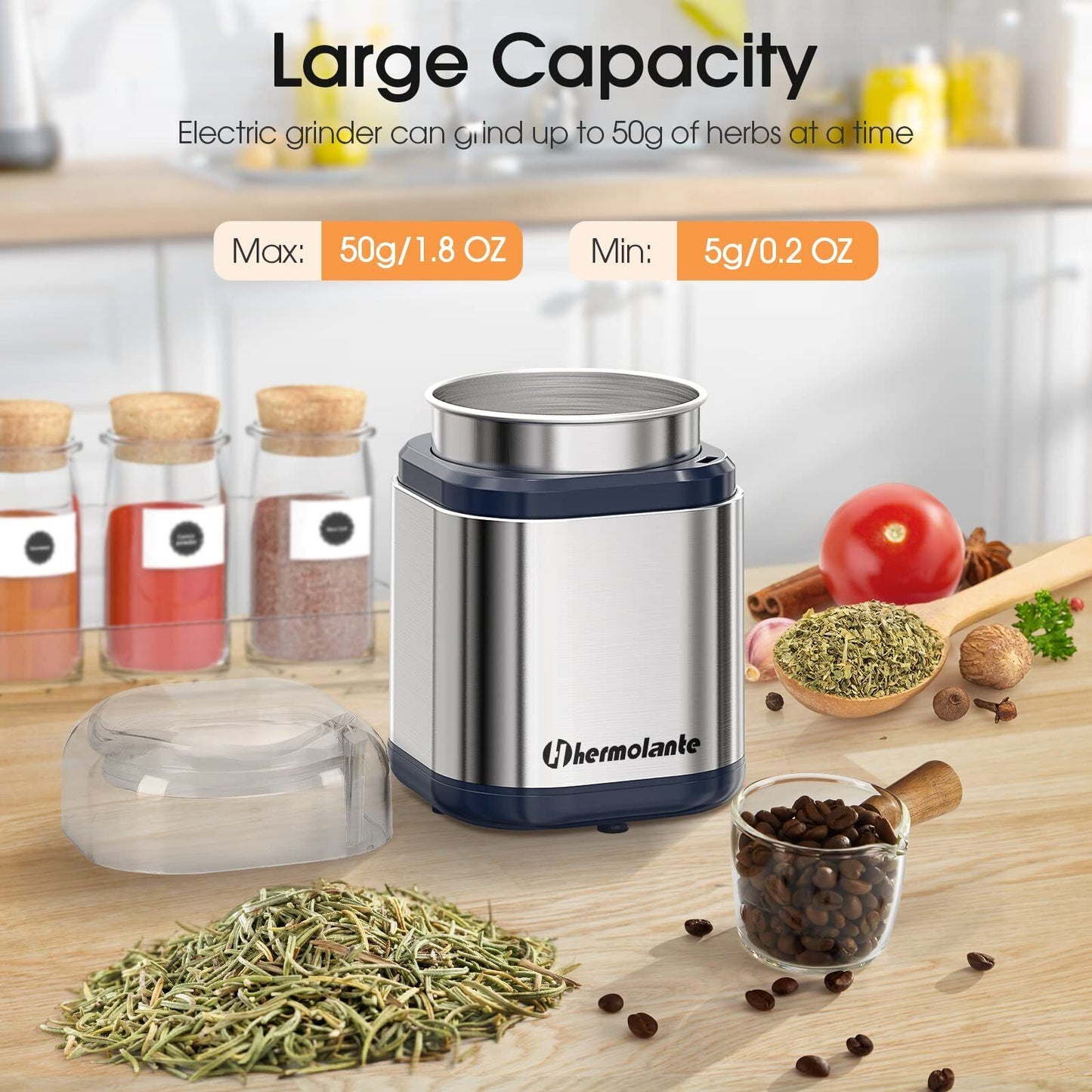  200 Watt  Herb Grinder with Stainless Steel Blade