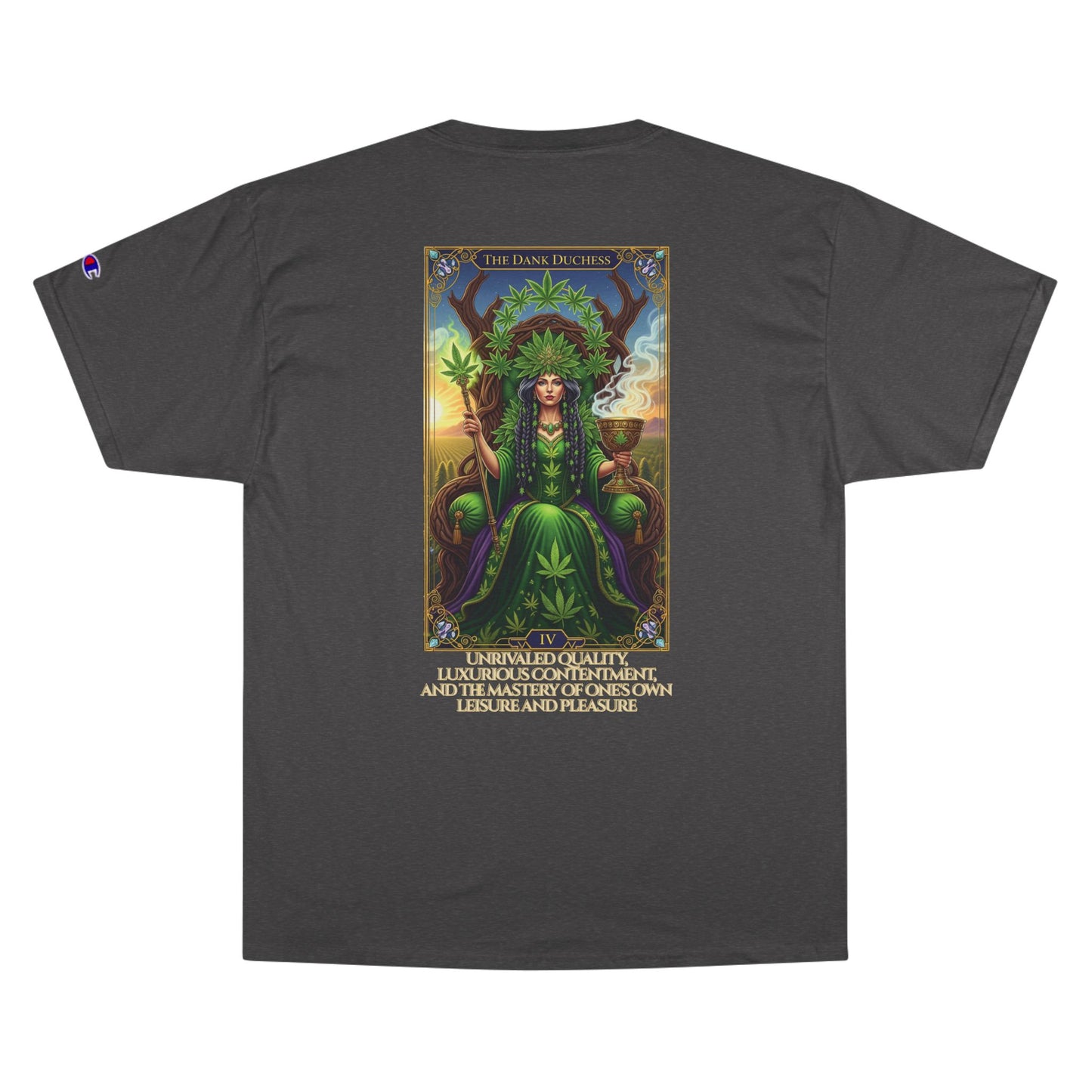 The Dank Dutchess Tarot Champion T-Shirt | Cannabis Queen Tee, Comfortable Graphic Shirt, Gift for Stoners, Festival Wear, Unique Streetwear