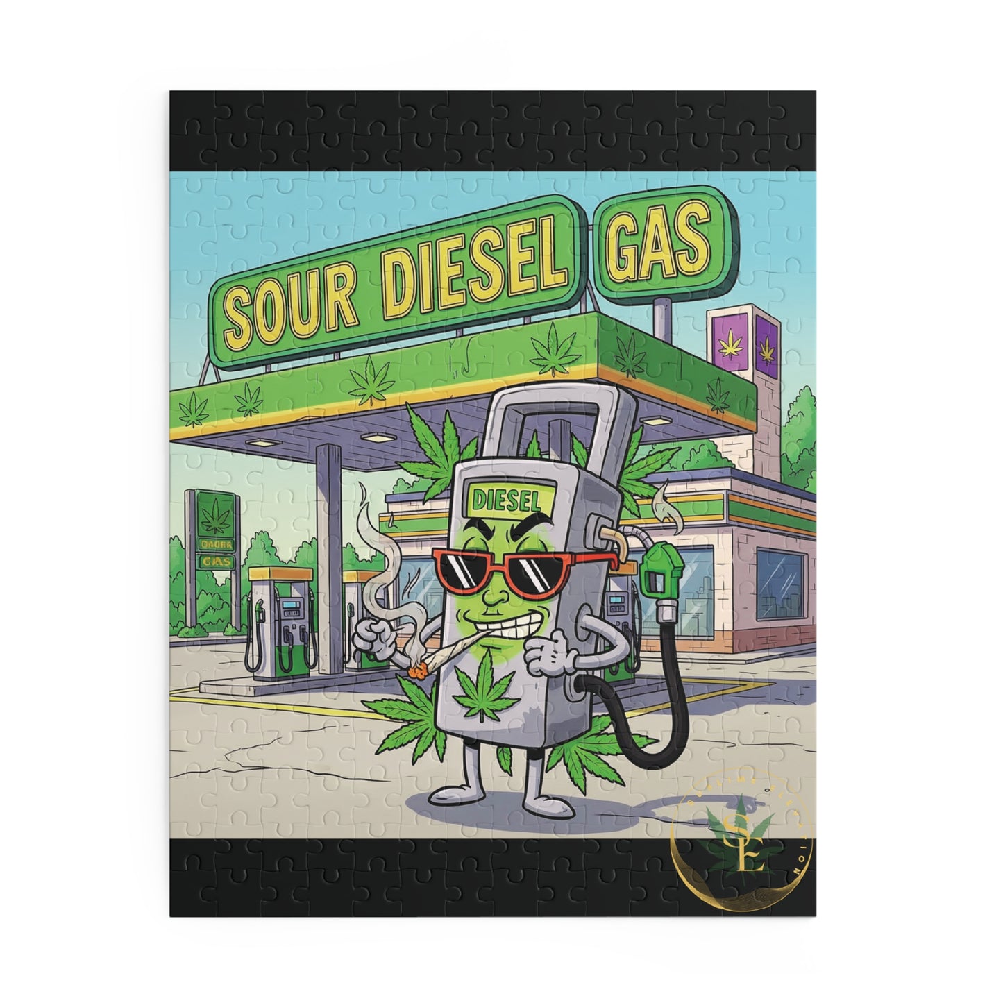 Sour Diesel Gas Puzzle, 120-500 Piece Jigsaw, Fun Gift for Potheads & Gamers