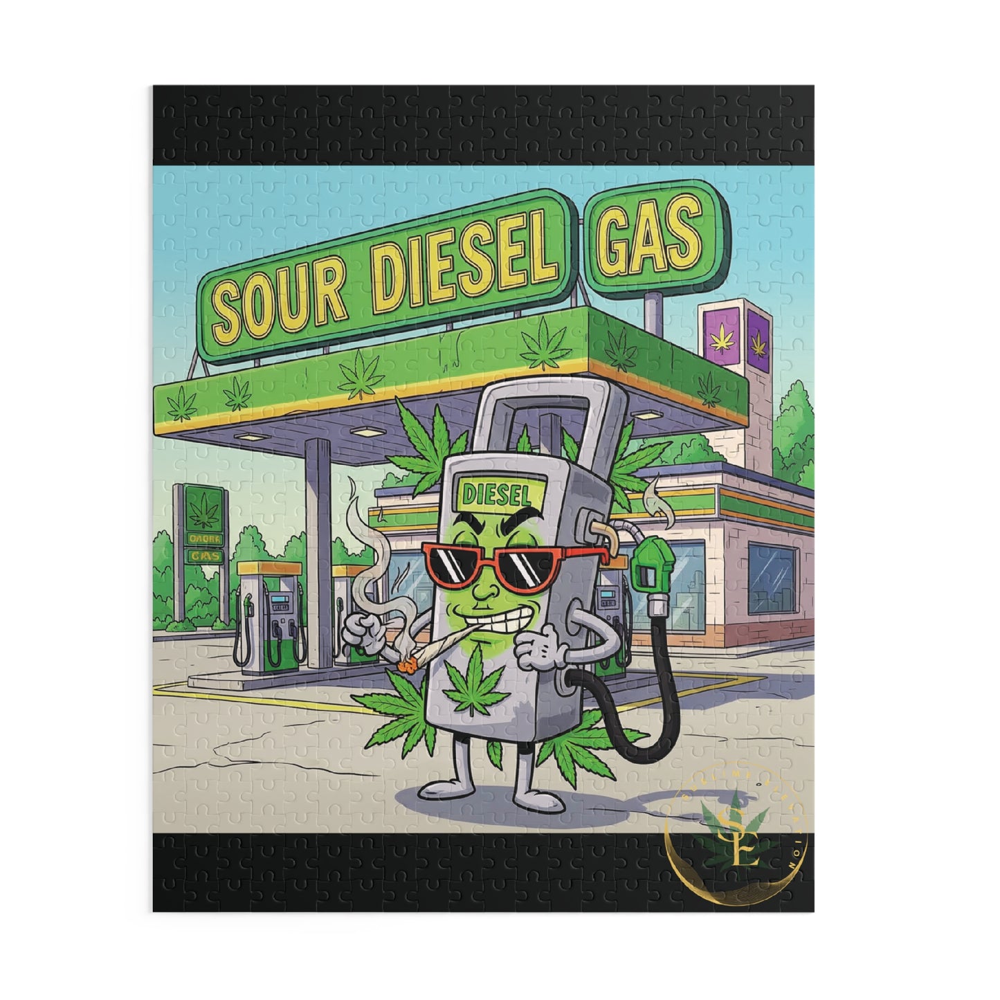 Sour Diesel Gas Puzzle, 120-500 Piece Jigsaw, Fun Gift for Potheads & Gamers