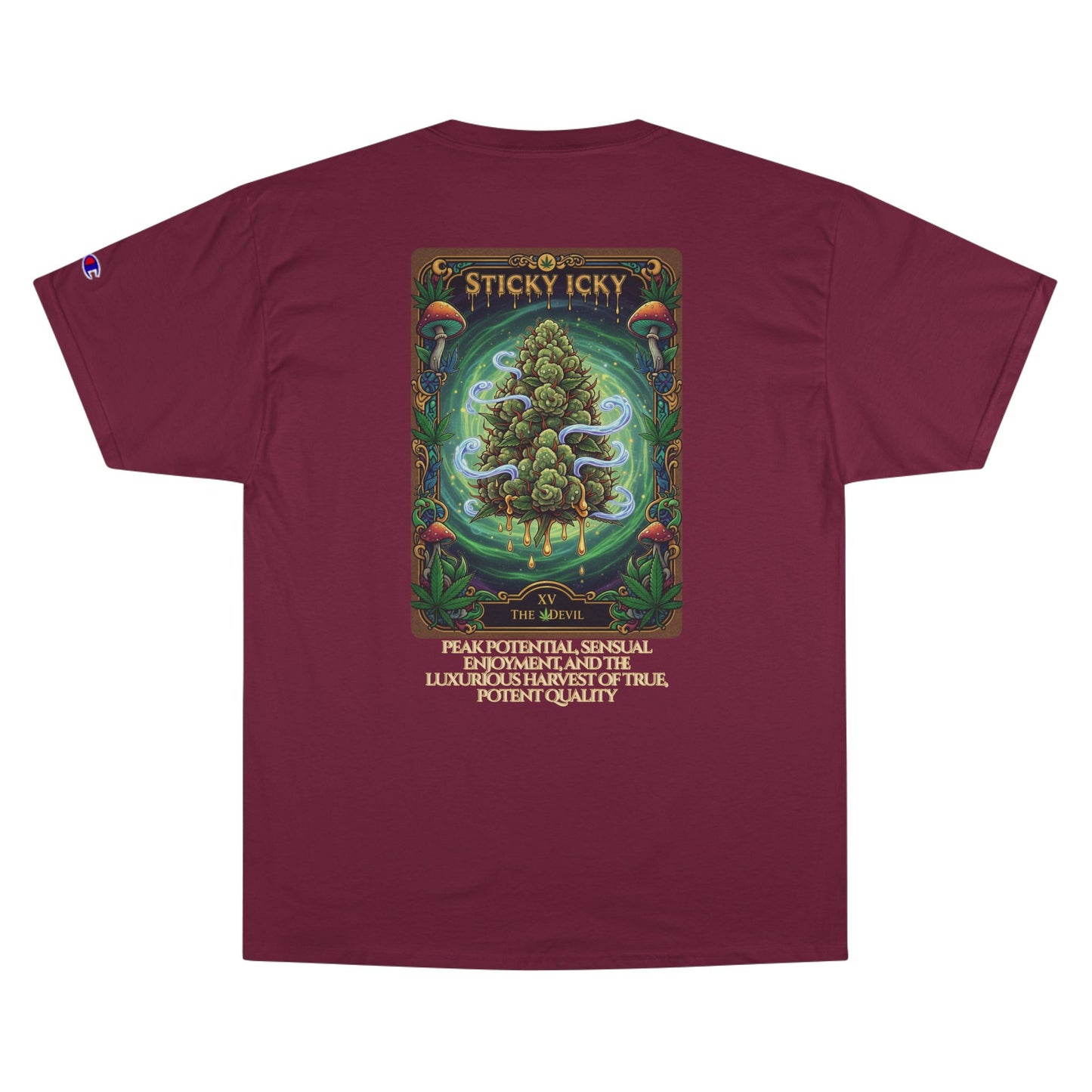 Sticky Icky Potent Vibes Champion T-Shirt, Cannabis Tee, Gift for Stoners, Unique Graphic Tee, 420 Apparel, Summer Festival Clothing