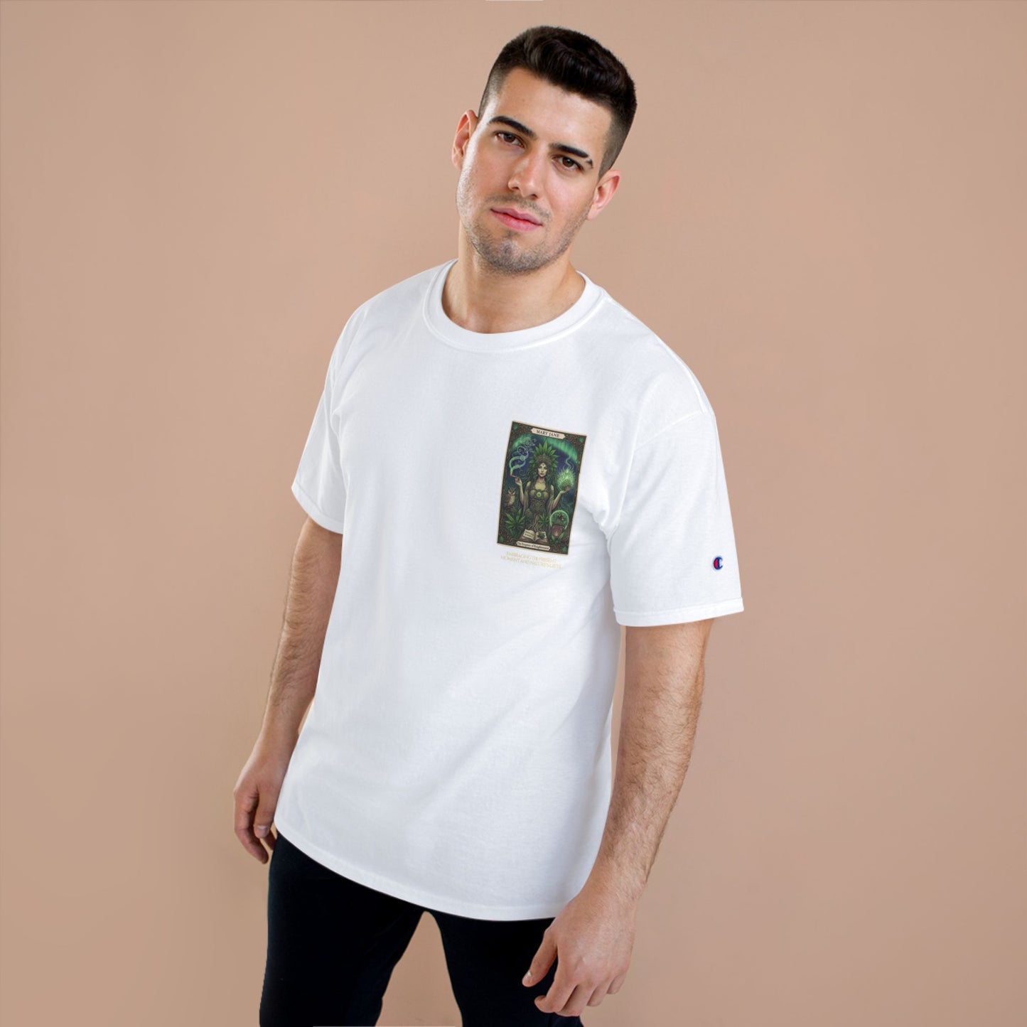 Mary Jane Tarot Champion Cannabis Art T-Shirt, Vintage Graphic Tee, Stoner Apparel, Herbalist Gift, Eco-Friendly Fashion