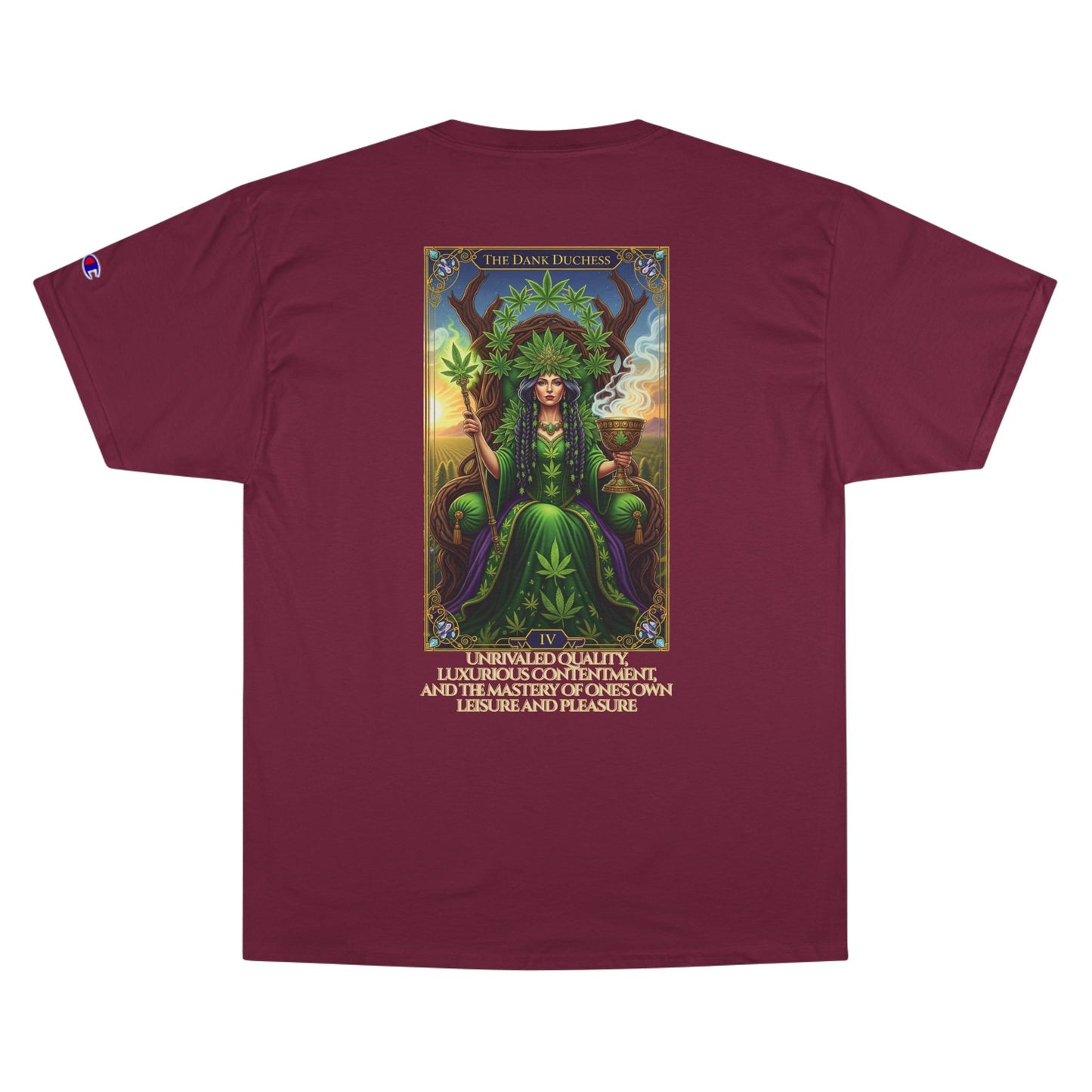 The Dank Dutchess Tarot Champion T-Shirt | Cannabis Queen Tee, Comfortable Graphic Shirt, Gift for Stoners, Festival Wear, Unique Streetwear
