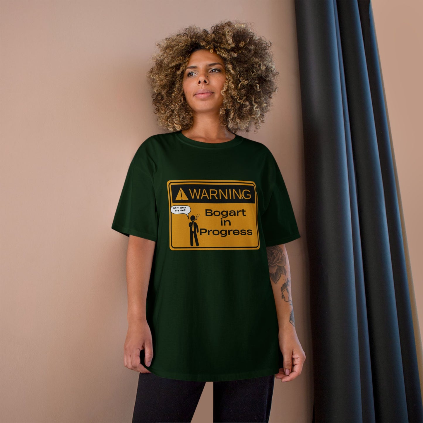 Warning Bogart in Progress Champion T-Shirt