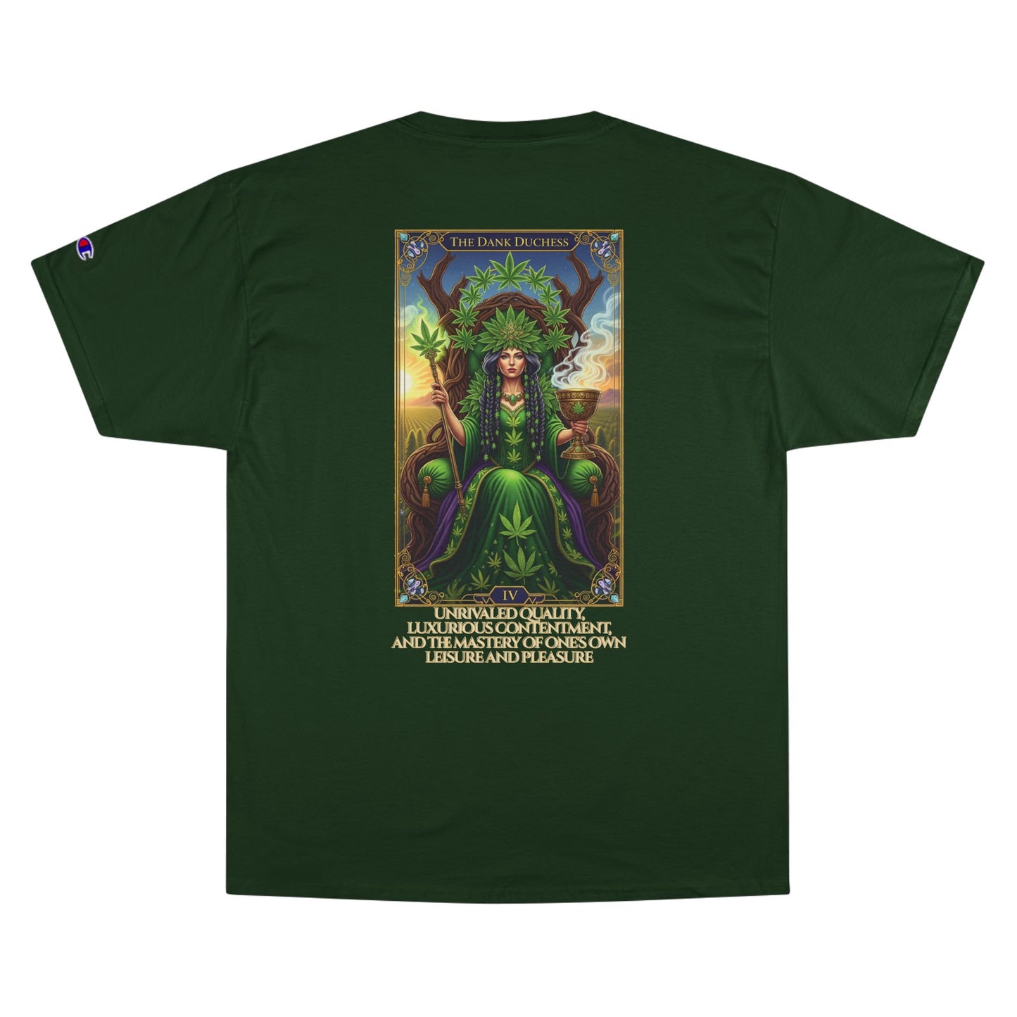 The Dank Dutchess Tarot Champion T-Shirt | Cannabis Queen Tee, Comfortable Graphic Shirt, Gift for Stoners, Festival Wear, Unique Streetwear