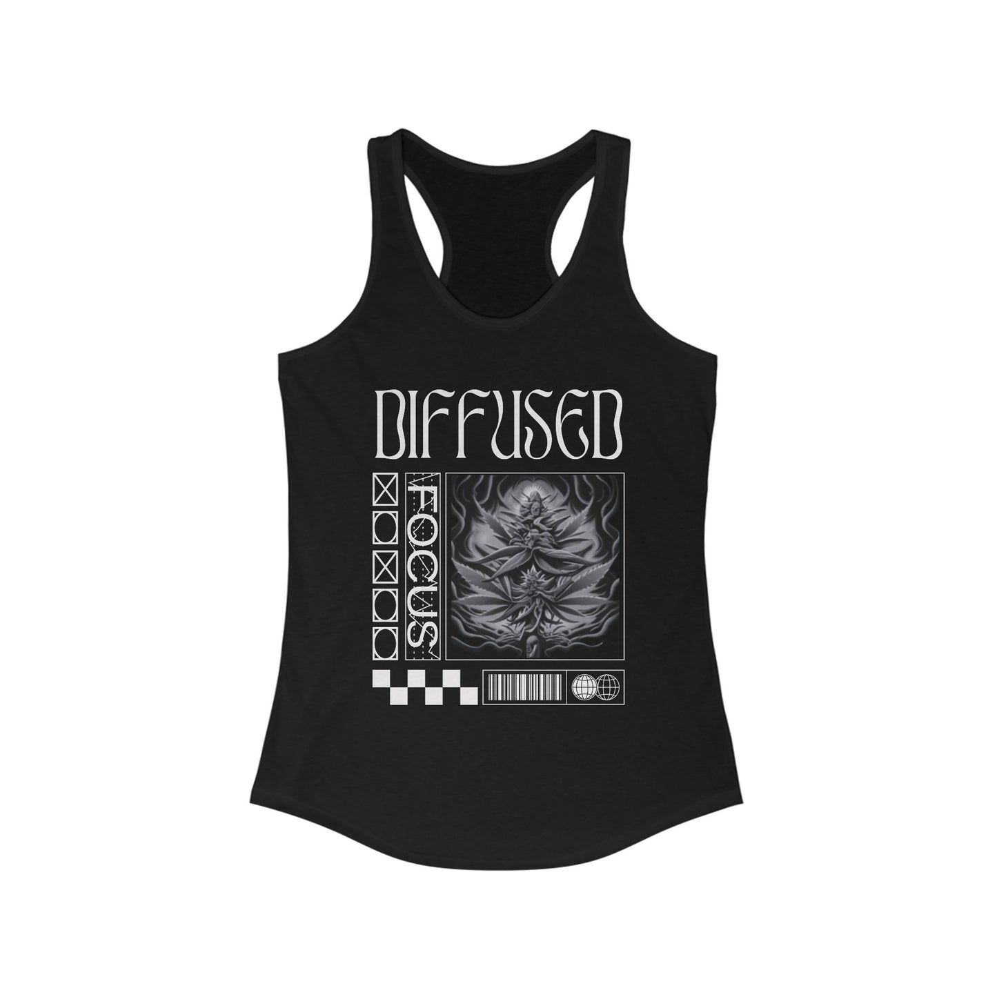 Diffused Focus Stylish Graphic Tank for Women - Perfect for Fitness, Casual Wear, and Festivals, Includes 'Diffused XOXO' Design, Summer Essential, [...]