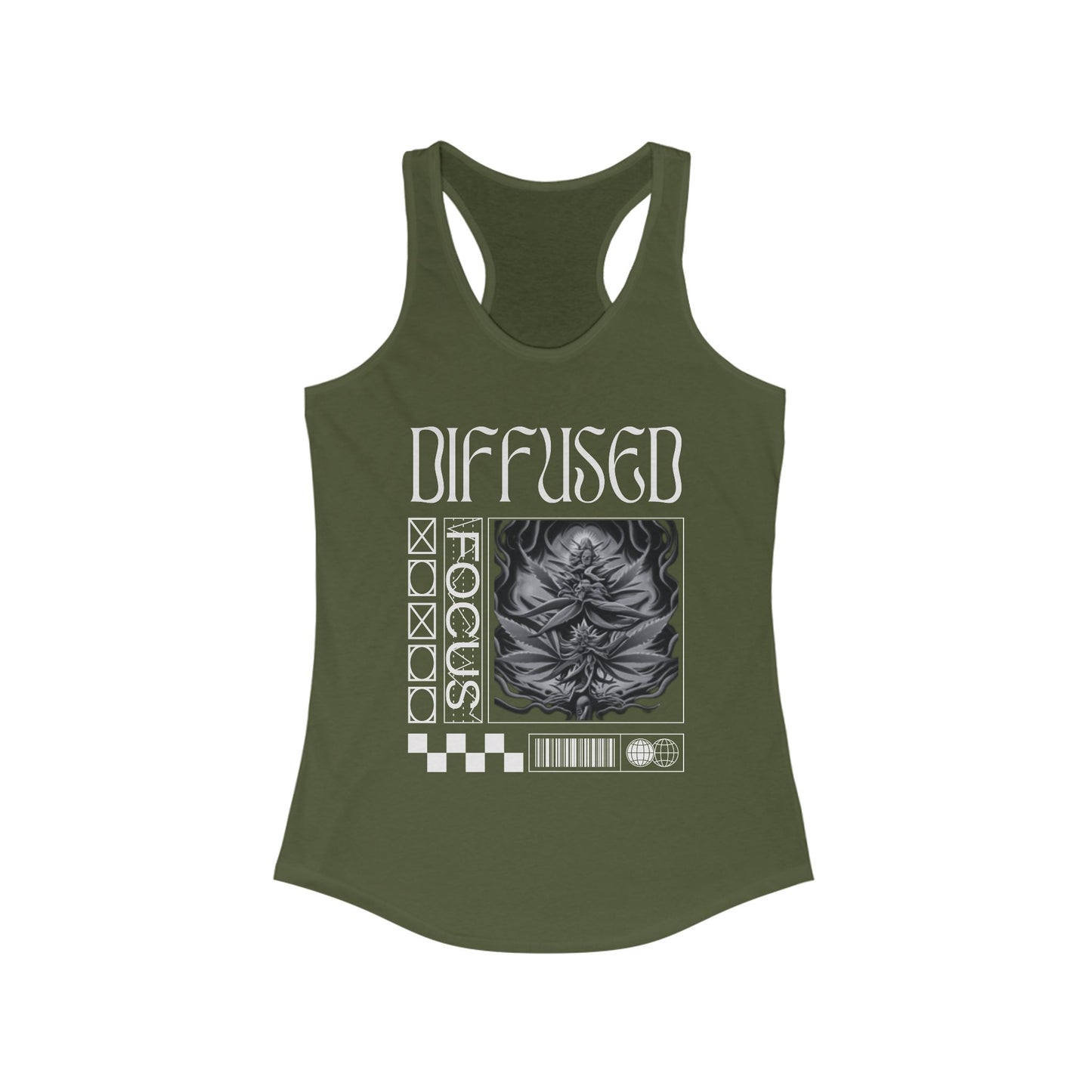 Diffused Focus Stylish Graphic Tank for Women - Perfect for Fitness, Casual Wear, and Festivals, Includes 'Diffused XOXO' Design, Summer Essential, [...]