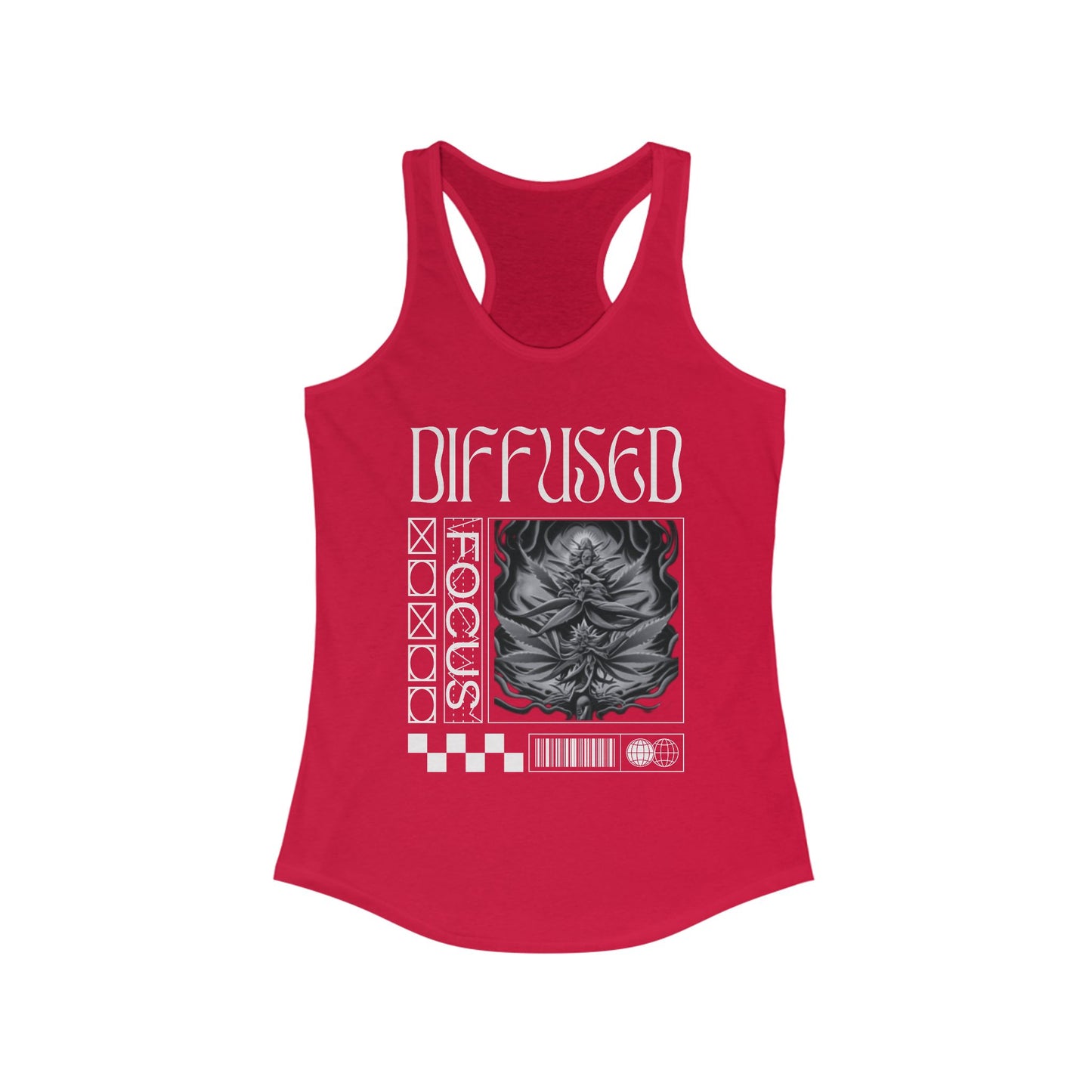 Diffused Focus Stylish Graphic Tank for Women - Perfect for Fitness, Casual Wear, and Festivals, Includes 'Diffused XOXO' Design, Summer Essential, [...]