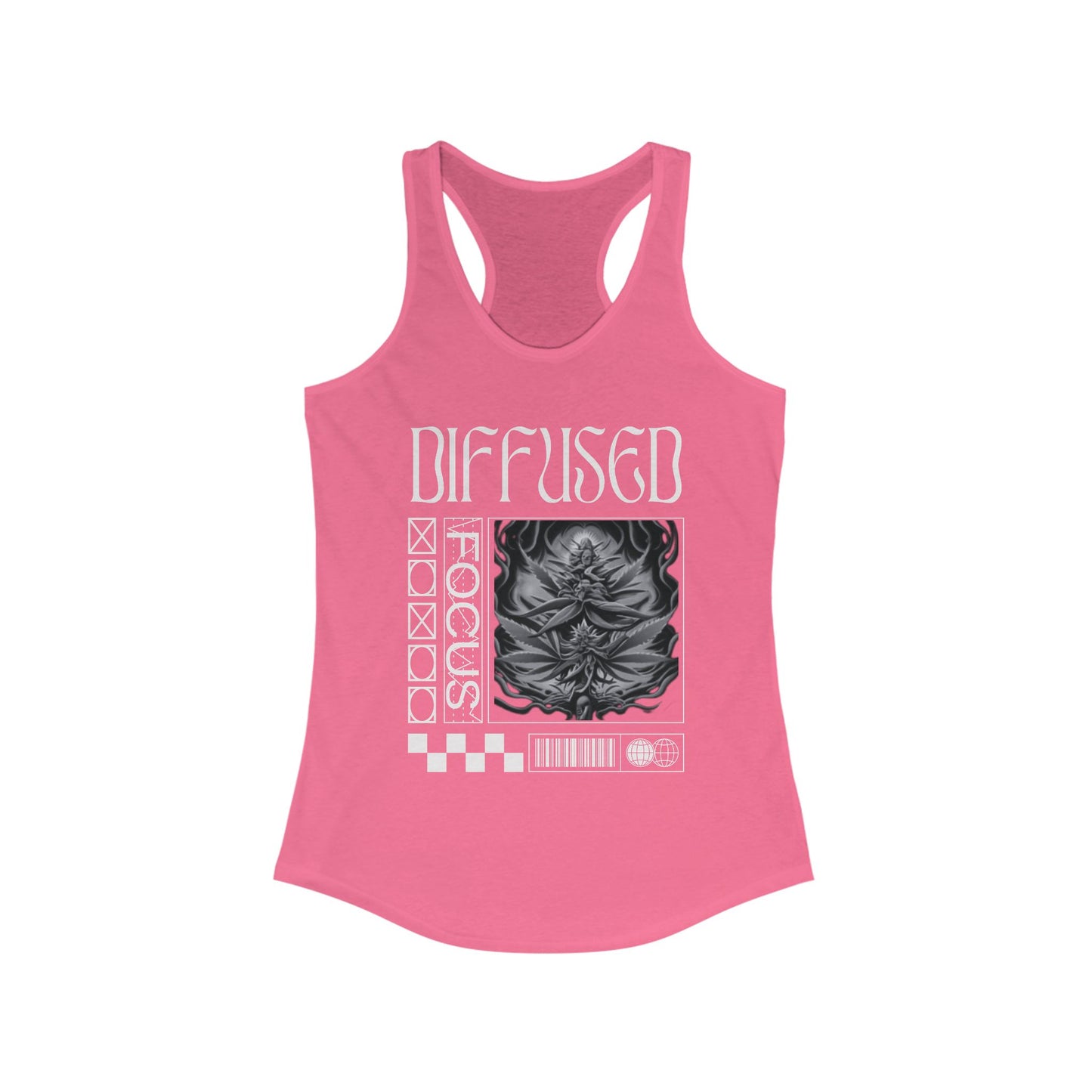 Diffused Focus Stylish Graphic Tank for Women - Perfect for Fitness, Casual Wear, and Festivals, Includes 'Diffused XOXO' Design, Summer Essential, [...]