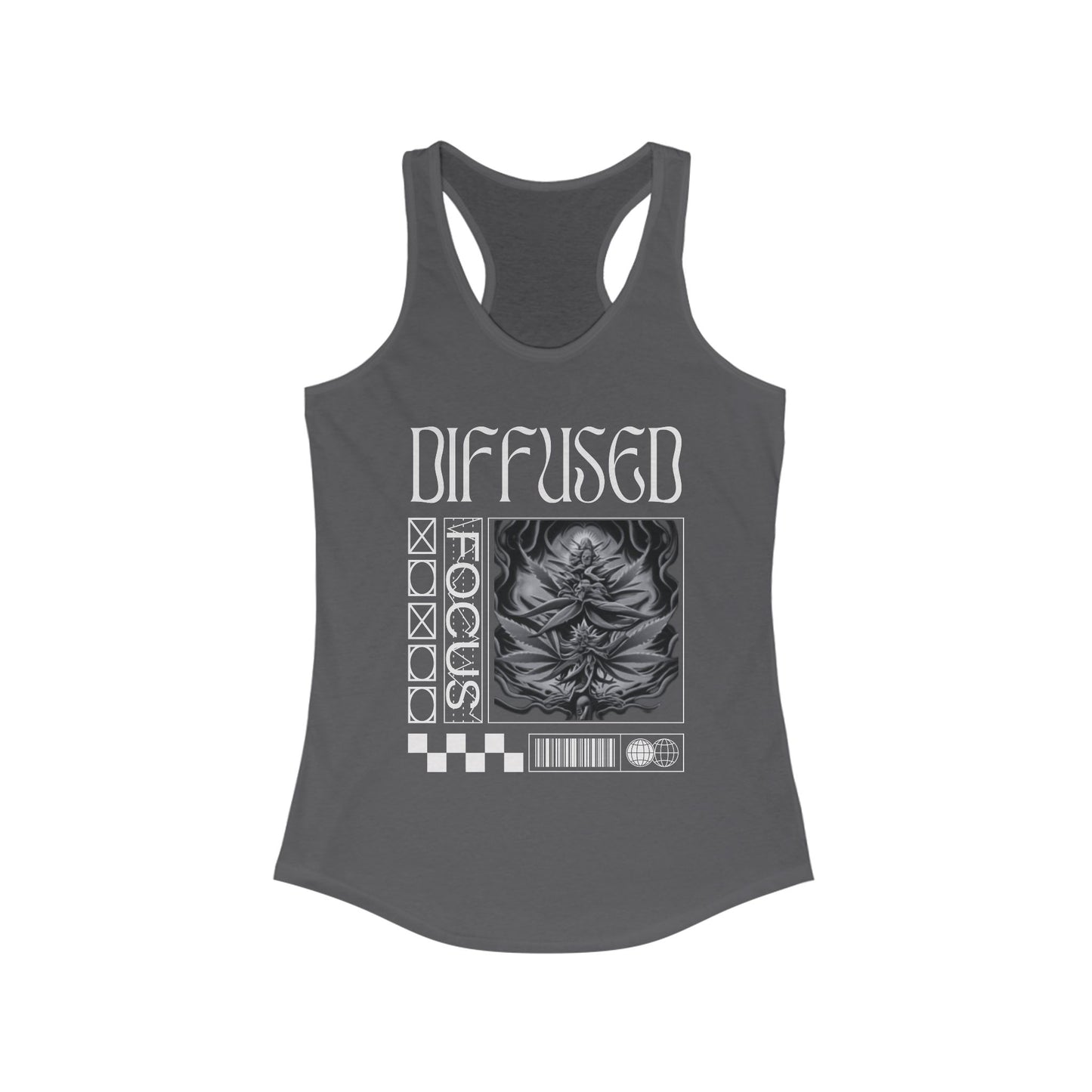 Diffused Focus Stylish Graphic Tank for Women - Perfect for Fitness, Casual Wear, and Festivals, Includes 'Diffused XOXO' Design, Summer Essential, [...]