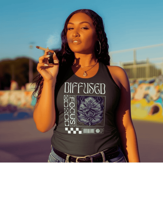 Diffused Focus Stylish Graphic Tank for Women - Perfect for Fitness, Casual Wear, and Festivals, Includes 'Diffused XOXO' Design, Summer Essential, [...]