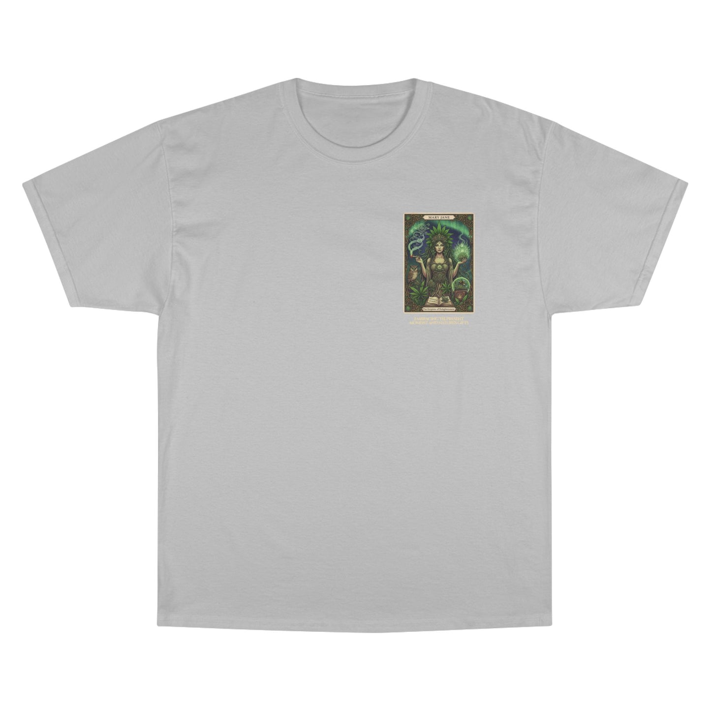 Mary Jane Tarot Champion Cannabis Art T-Shirt, Vintage Graphic Tee, Stoner Apparel, Herbalist Gift, Eco-Friendly Fashion