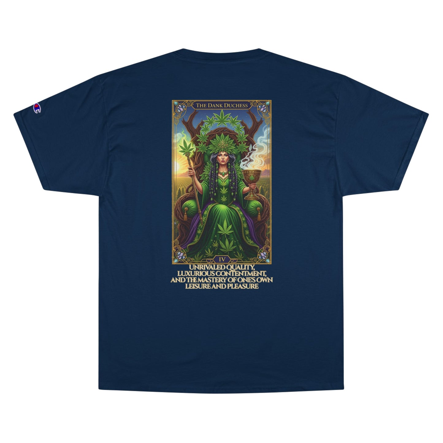 The Dank Dutchess Tarot Champion T-Shirt | Cannabis Queen Tee, Comfortable Graphic Shirt, Gift for Stoners, Festival Wear, Unique Streetwear