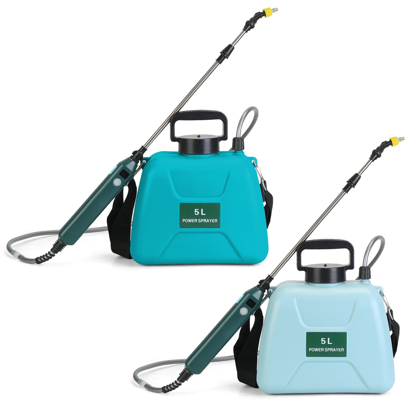 5L 1.32Gallon Battery Operated Water Sprayer Portable Garden Sprayer Electric Sprayer With Rechargeable Handle Telescopic Wand 3 Spray Nozzles Shoulder Strap For Lawn Garden - Sublime Elevation