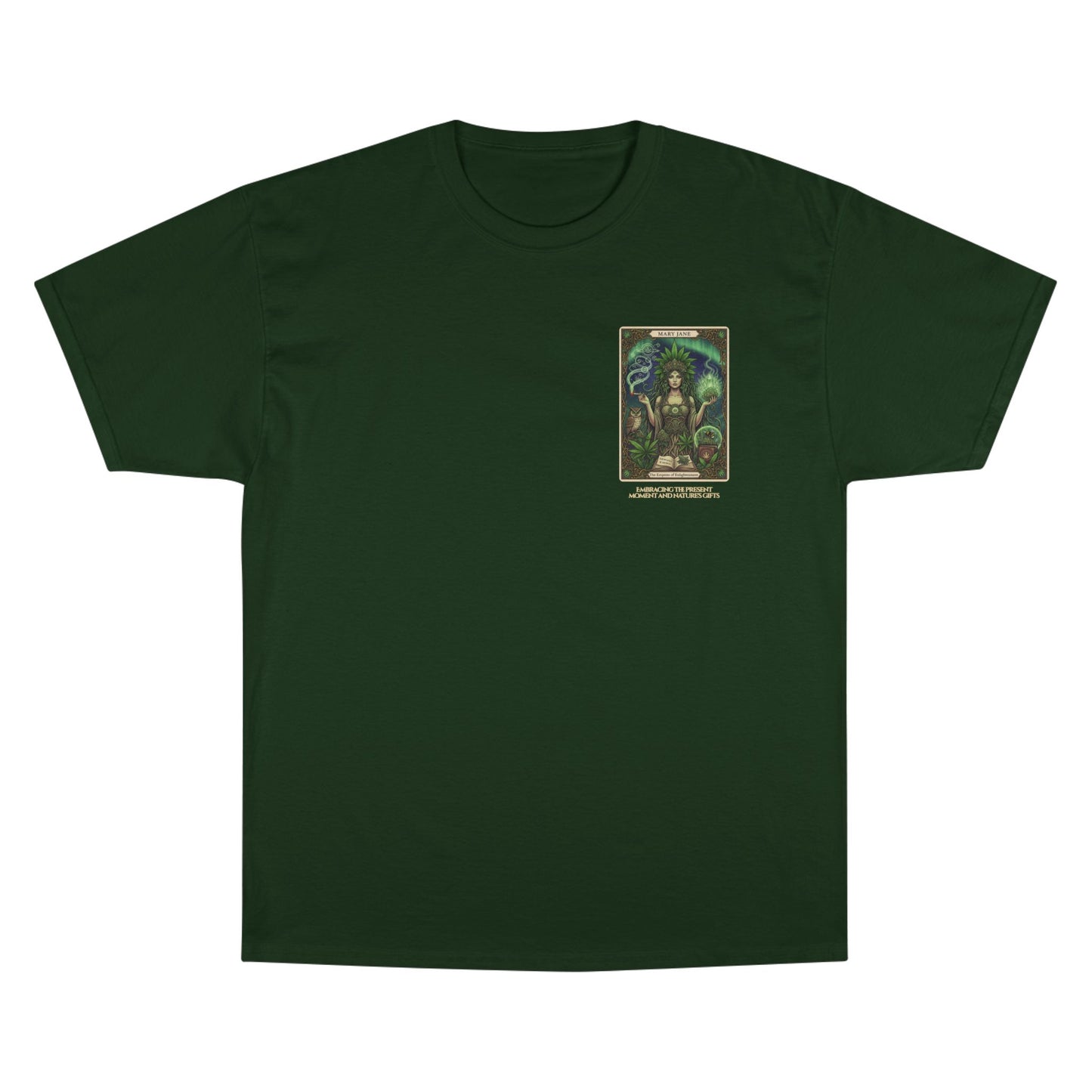 Mary Jane Tarot Champion Cannabis Art T-Shirt, Vintage Graphic Tee, Stoner Apparel, Herbalist Gift, Eco-Friendly Fashion