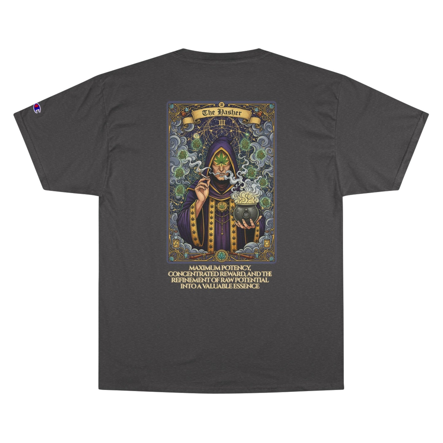 The Hasher Mystical Tarot Champion T-Shirt, Enchanted Apparel, Unique Graphic Tee, Gift for Wizard Lovers, Halloween Costume Shirt