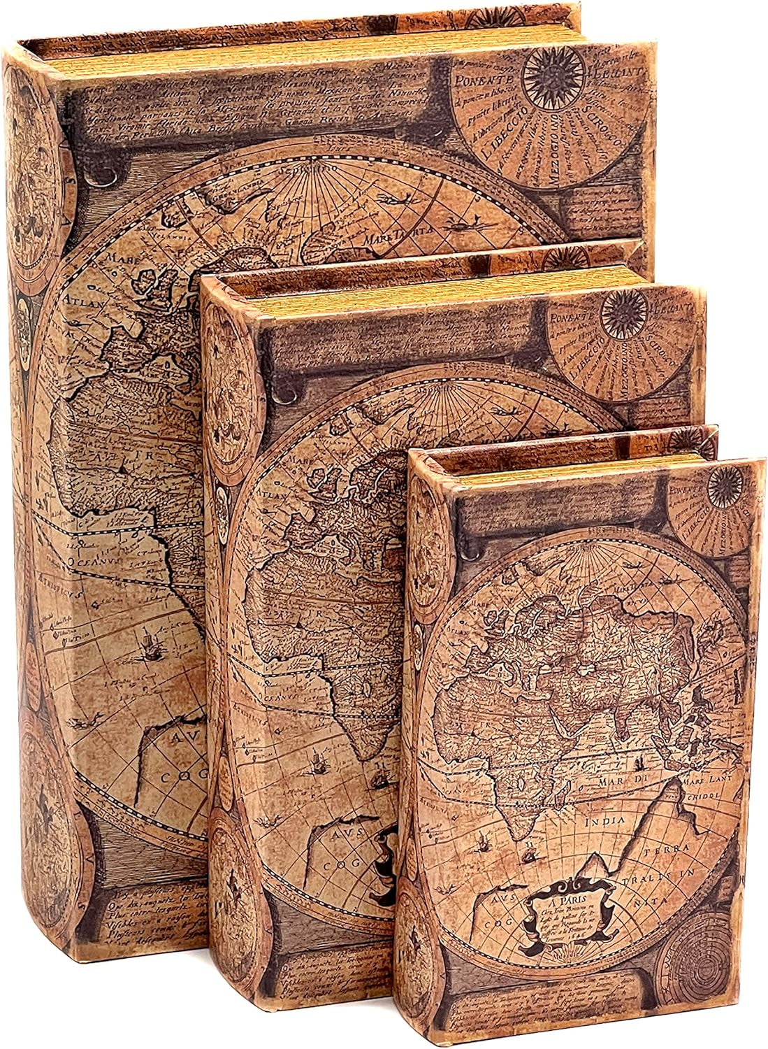 Secret Antiques Vintage Retro Invisible Storage Book Box 3-Piece Set