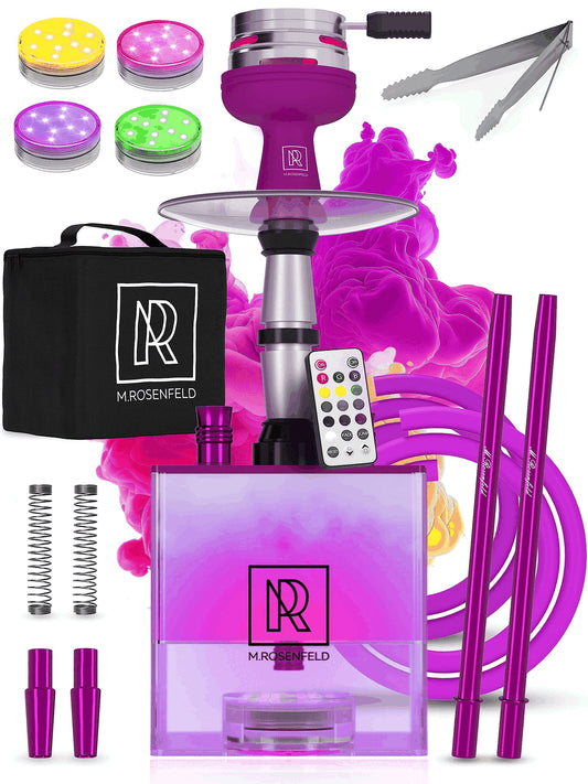 YADO Portable Purple Hookah Set with 2 Hoses and Charcoal Holder - Perfect for On-the-Go Enjoyment!