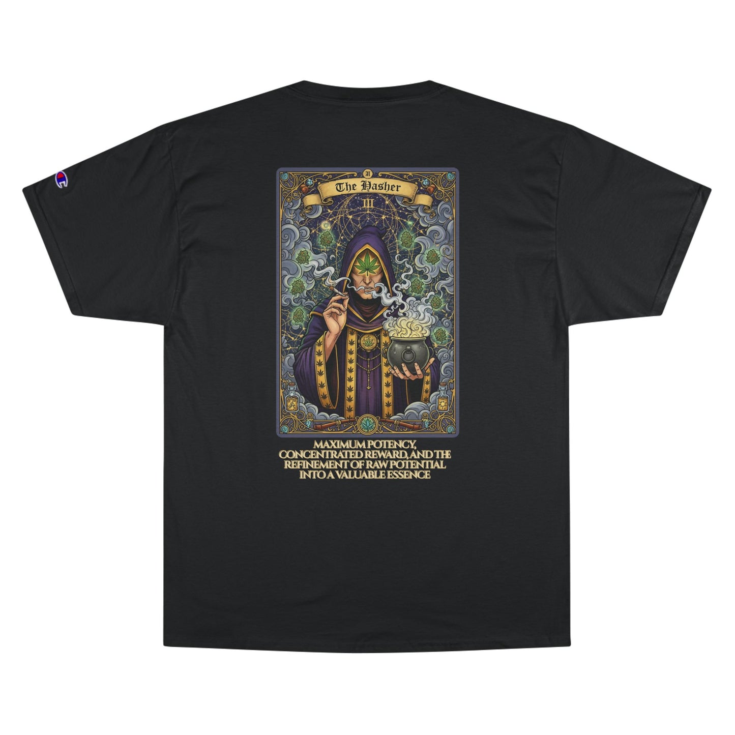 The Hasher Mystical Tarot Champion T-Shirt, Enchanted Apparel, Unique Graphic Tee, Gift for Wizard Lovers, Halloween Costume Shirt