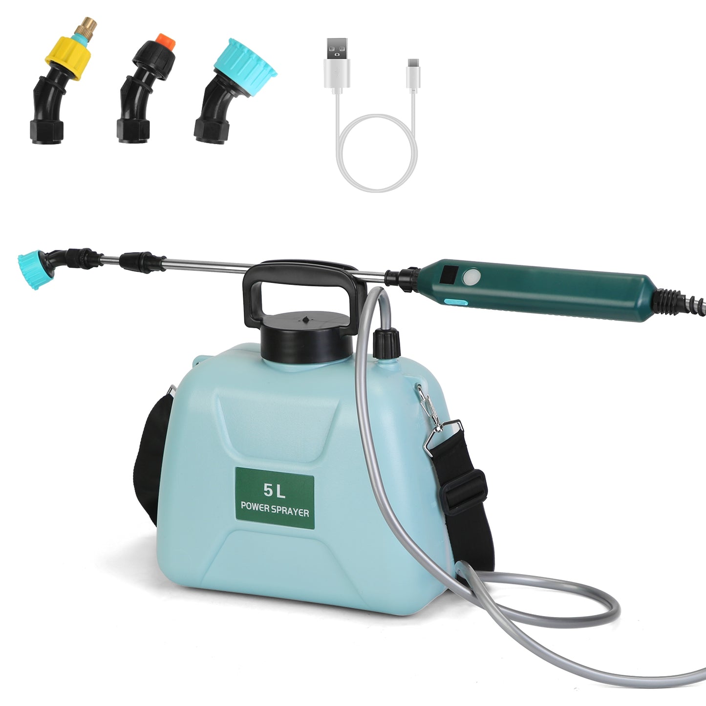 5L 1.32Gallon Battery Operated Water Sprayer Portable Garden Sprayer Electric Sprayer With Rechargeable Handle Telescopic Wand 3 Spray Nozzles Shoulder Strap For Lawn Garden - Sublime Elevation