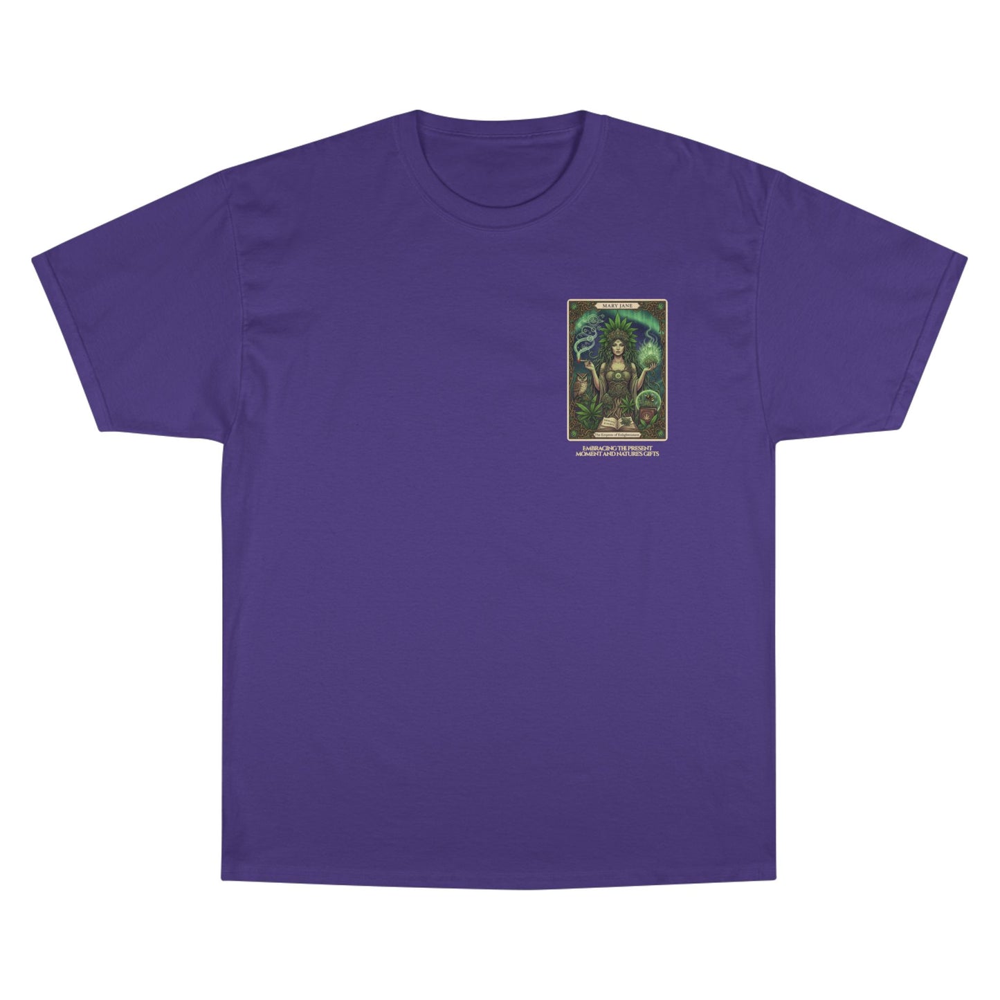 Mary Jane Tarot Champion Cannabis Art T-Shirt, Vintage Graphic Tee, Stoner Apparel, Herbalist Gift, Eco-Friendly Fashion