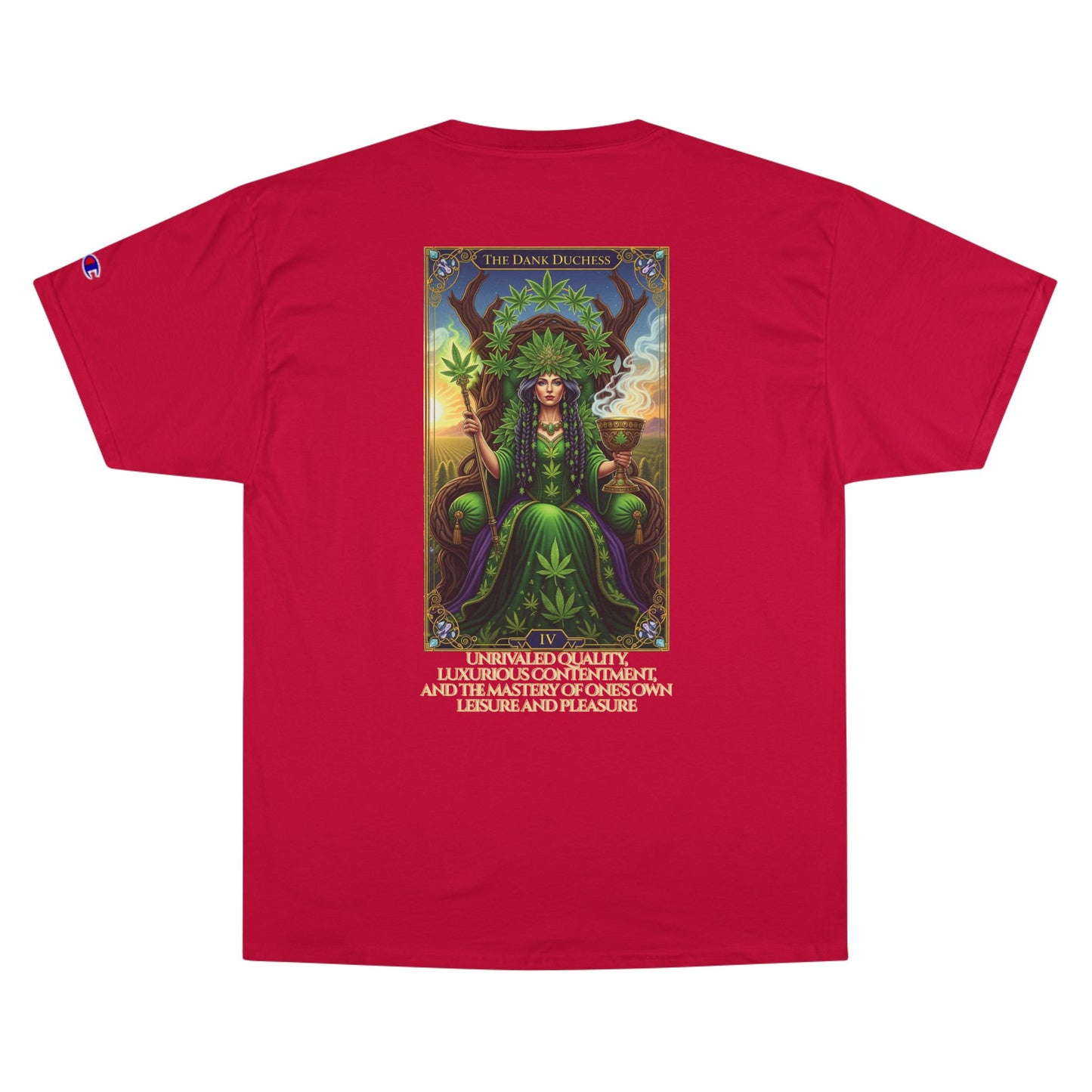 The Dank Dutchess Tarot Champion T-Shirt | Cannabis Queen Tee, Comfortable Graphic Shirt, Gift for Stoners, Festival Wear, Unique Streetwear
