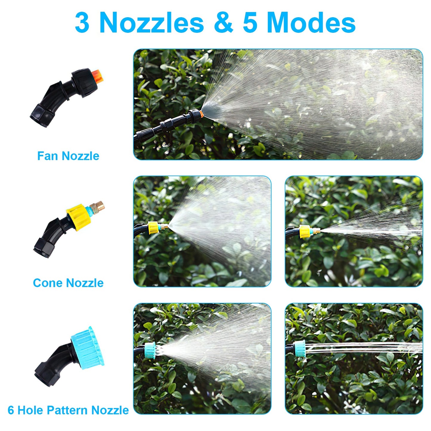 5L 1.32Gallon Battery Operated Water Sprayer Portable Garden Sprayer Electric Sprayer With Rechargeable Handle Telescopic Wand 3 Spray Nozzles Shoulder Strap For Lawn Garden - Sublime Elevation