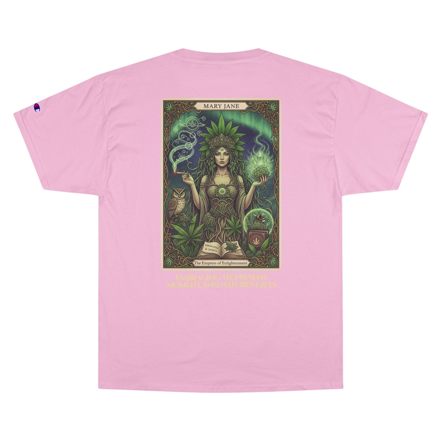 Mary Jane Tarot Champion Cannabis Art T-Shirt, Vintage Graphic Tee, Stoner Apparel, Herbalist Gift, Eco-Friendly Fashion