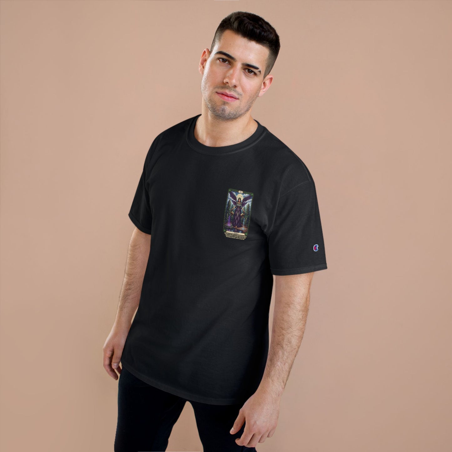 Indica Tarot Champion T-Shirt with Unique Angel Design, Spiritual Tee, Inspirational Fashion, Casual Wear, Gift for Him/Her, Relaxed Fit