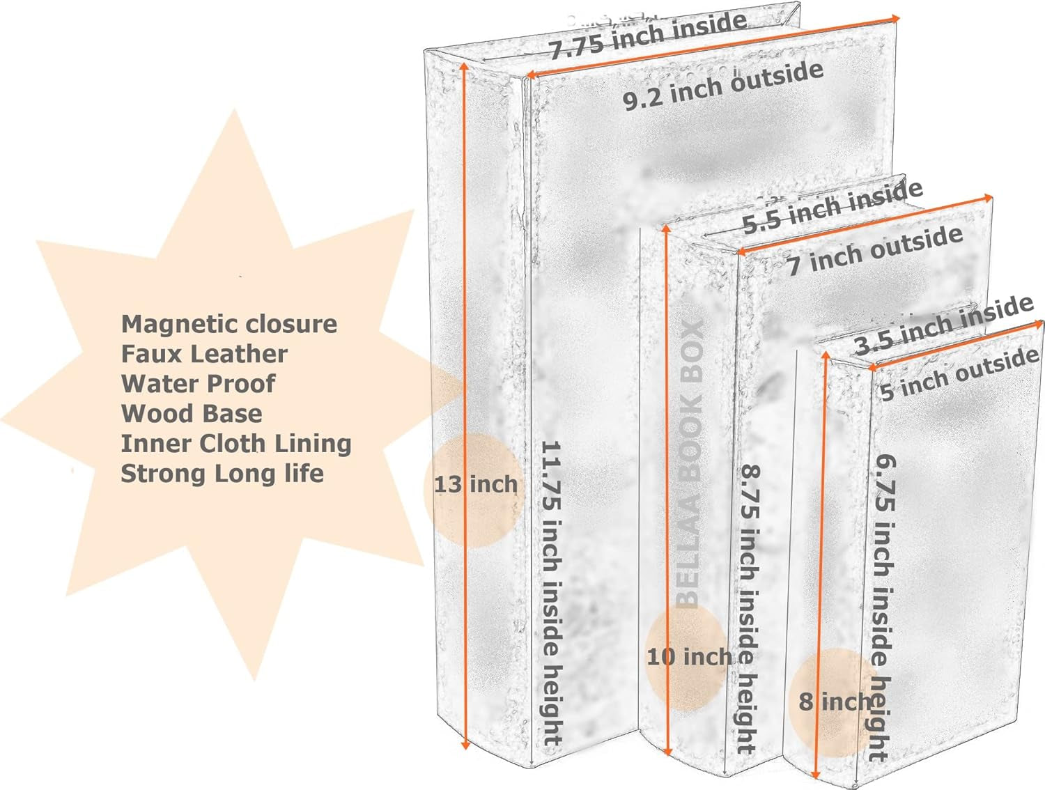 Secret Antiques Vintage Retro Invisible Storage Book Box 3-Piece Set