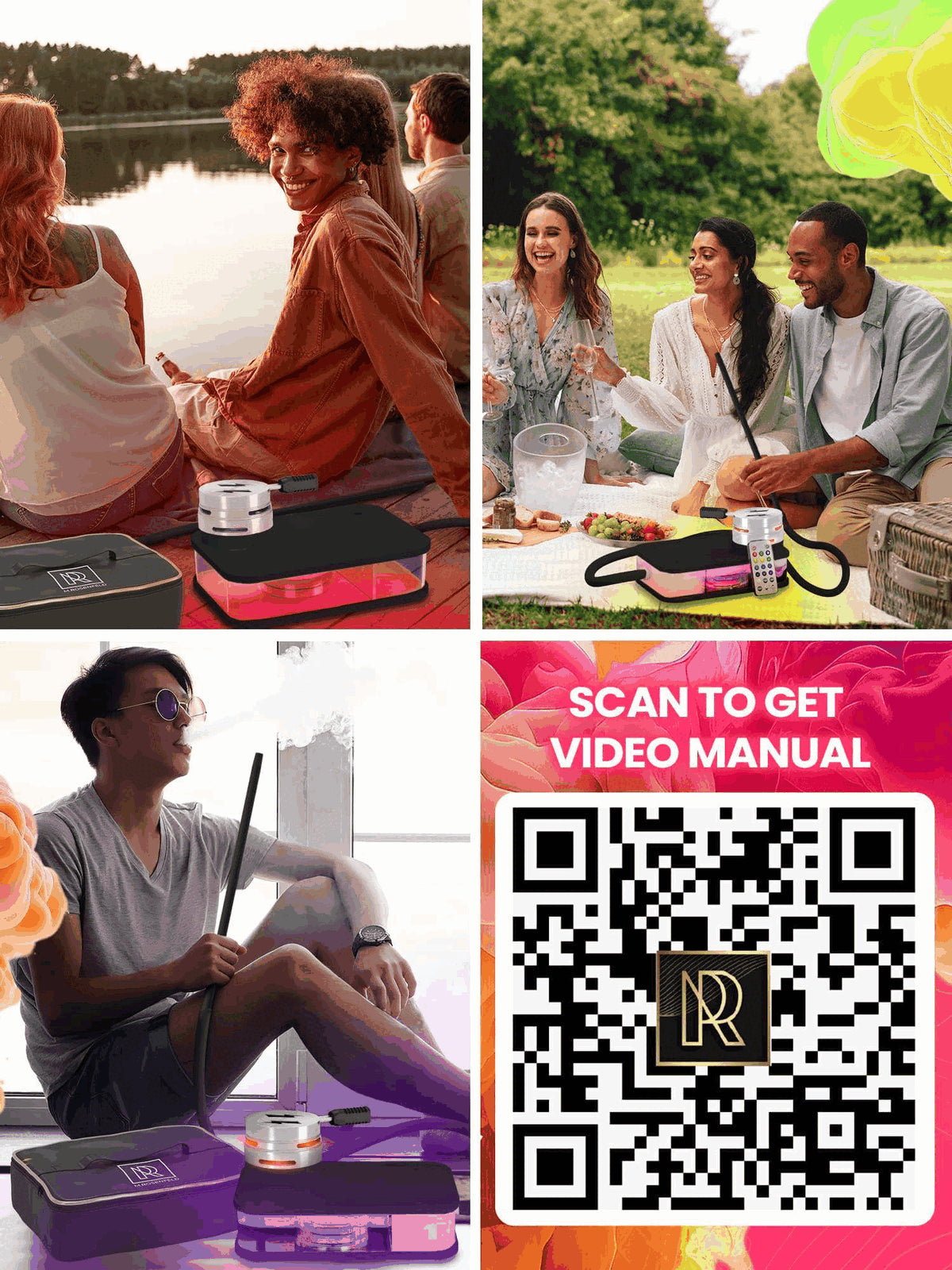 Premium Portable Black Hookah Set with Complete Accessories & Travel Bag