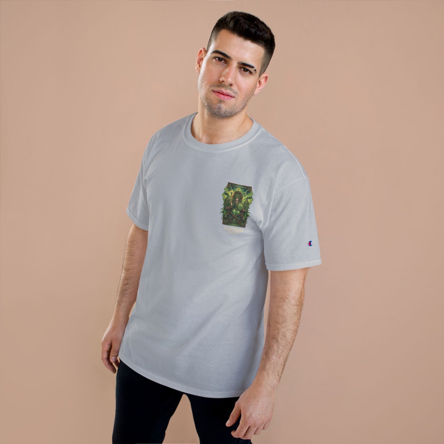 Sativa Mystical Tarot Champion T-Shirt | Nature Lovers Tee, Green Goddess Shirt, Bohemian Graphic Tee, Eco-Friendly Apparel, Mythical Artwear