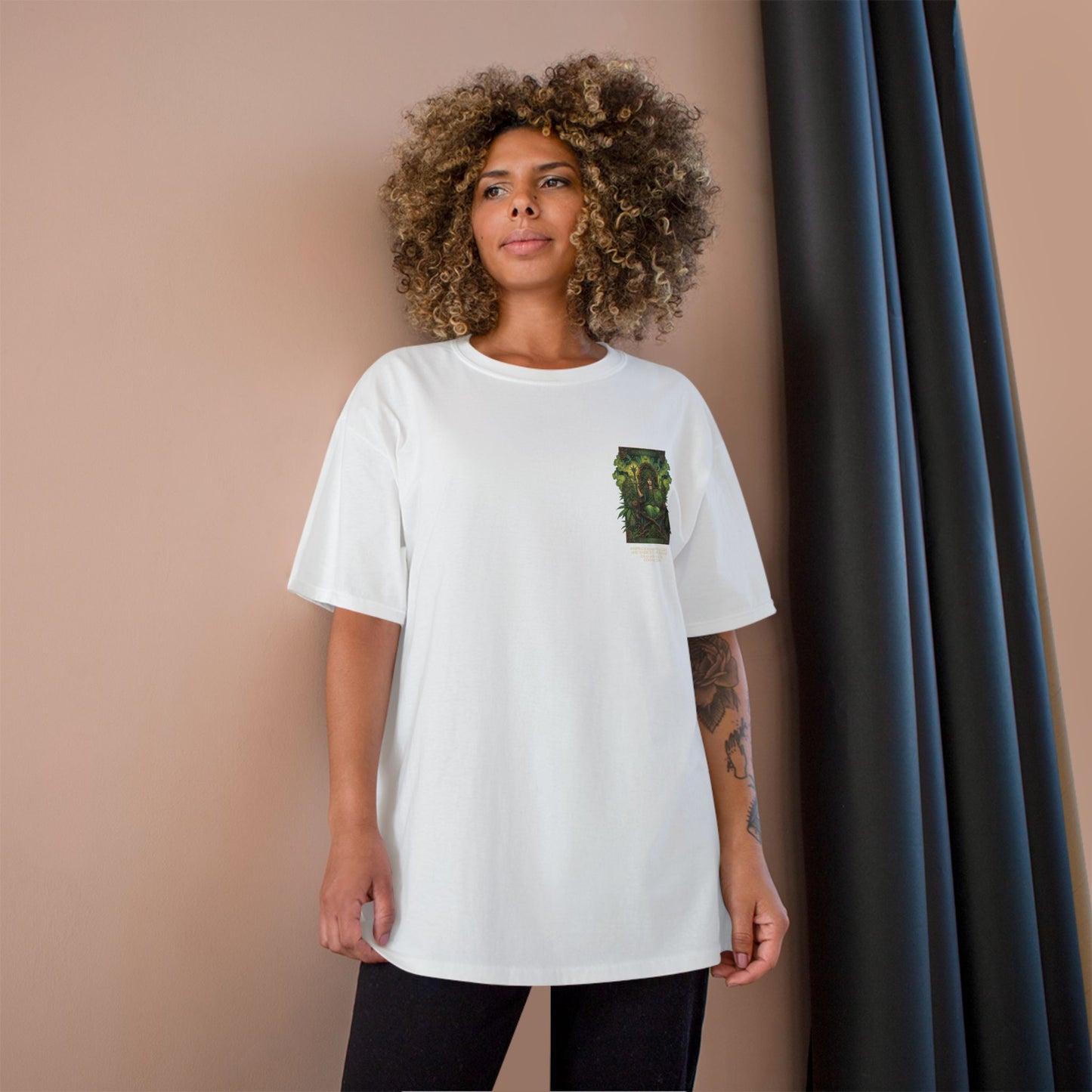 Sativa Mystical Tarot Champion T-Shirt | Nature Lovers Tee, Green Goddess Shirt, Bohemian Graphic Tee, Eco-Friendly Apparel, Mythical Artwear