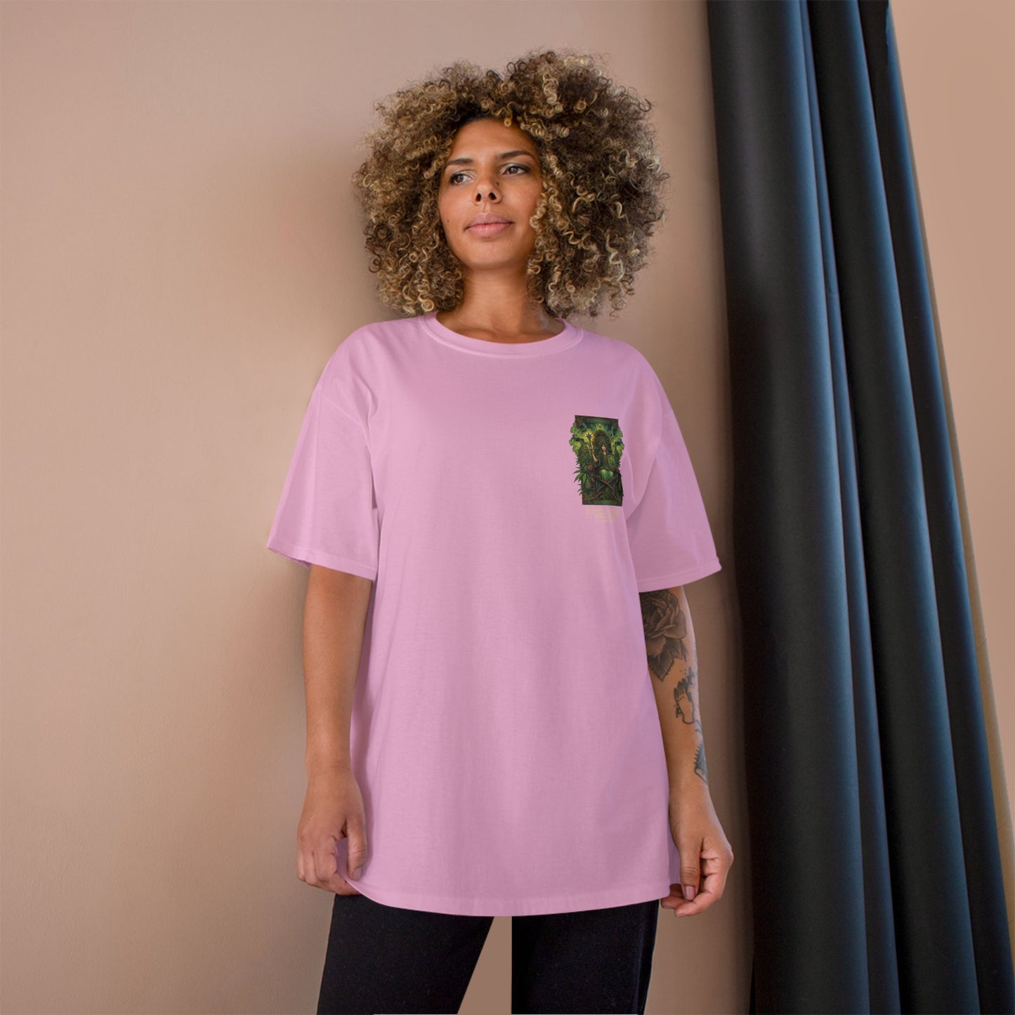 Sativa Mystical Tarot Champion T-Shirt | Nature Lovers Tee, Green Goddess Shirt, Bohemian Graphic Tee, Eco-Friendly Apparel, Mythical Artwear