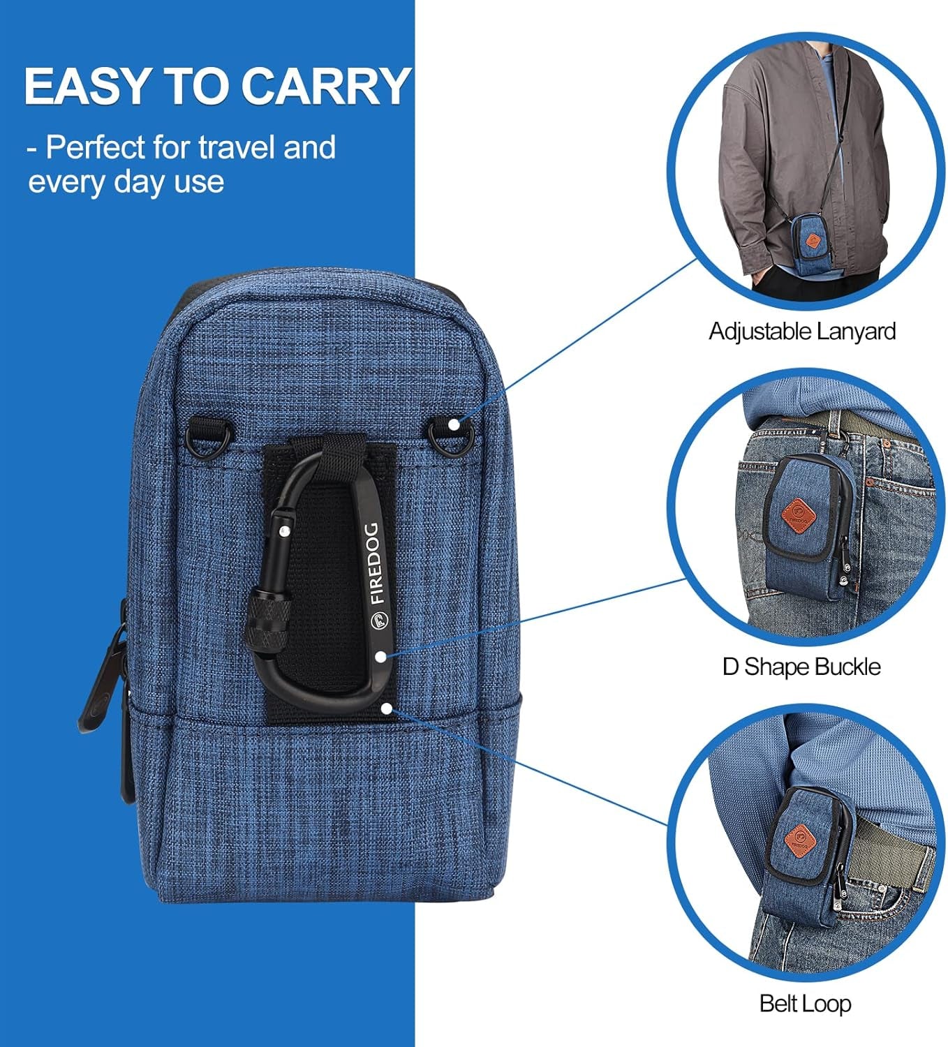 Smell Proof Bag, Odor Proof Pouch Dog Tested Mini Stash Crossbody Bags for Travel Storage(Bright Blue)