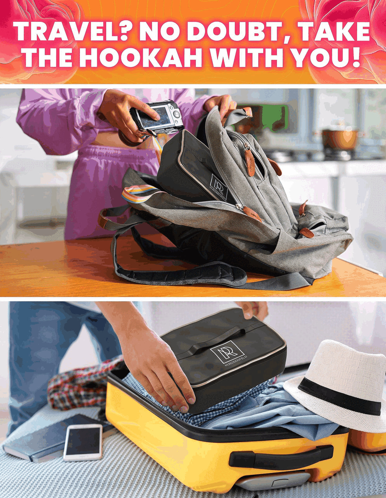 Premium Portable Black Hookah Set with Complete Accessories & Travel Bag