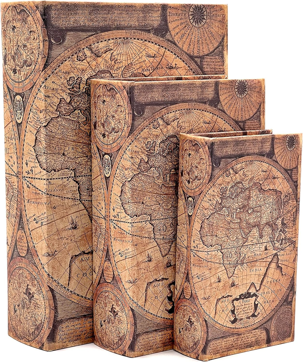 Secret Antiques Vintage Retro Invisible Storage Book Box 3-Piece Set