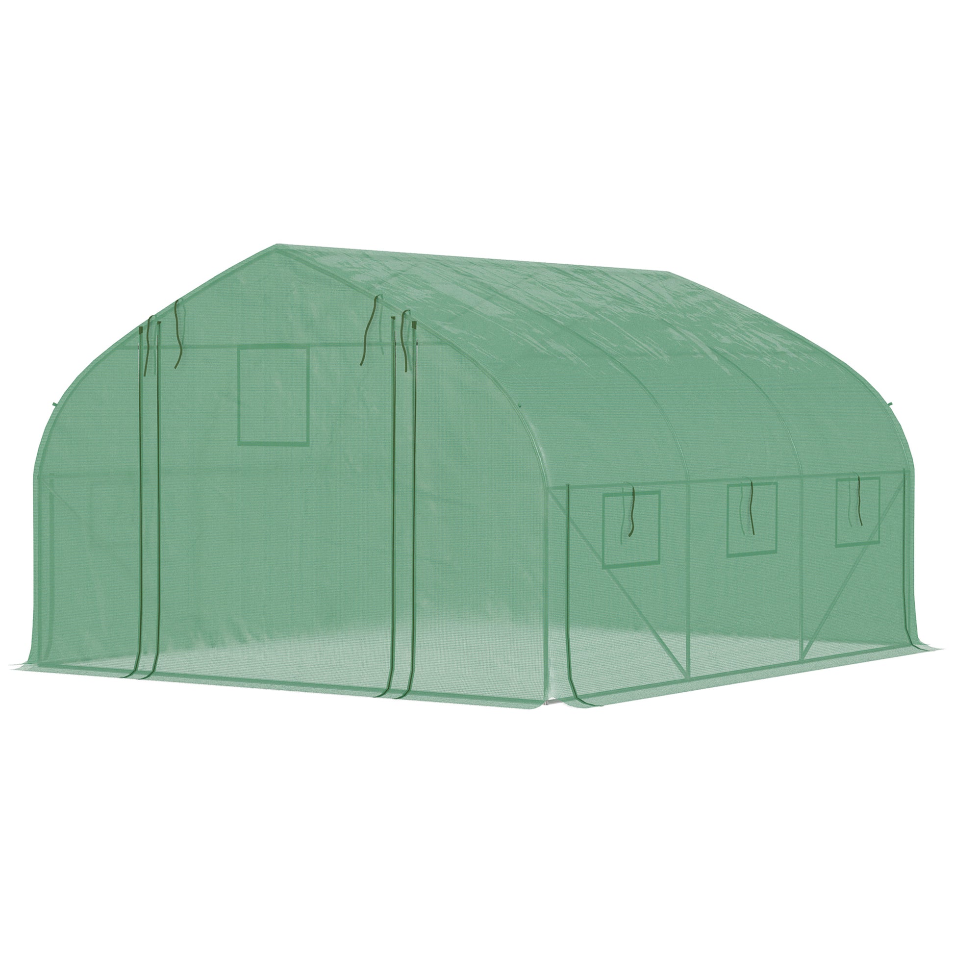 11.5' x 10' x 6.5' Walk-in Tunnel Greenhouse, Green House with Zippered Mesh Door, 7 Mesh Windows & Roll-up Sidewalls, Upgraded Gardening Plant Hot House with Galvanized Steel Hoops, Green - Sublime Elevation