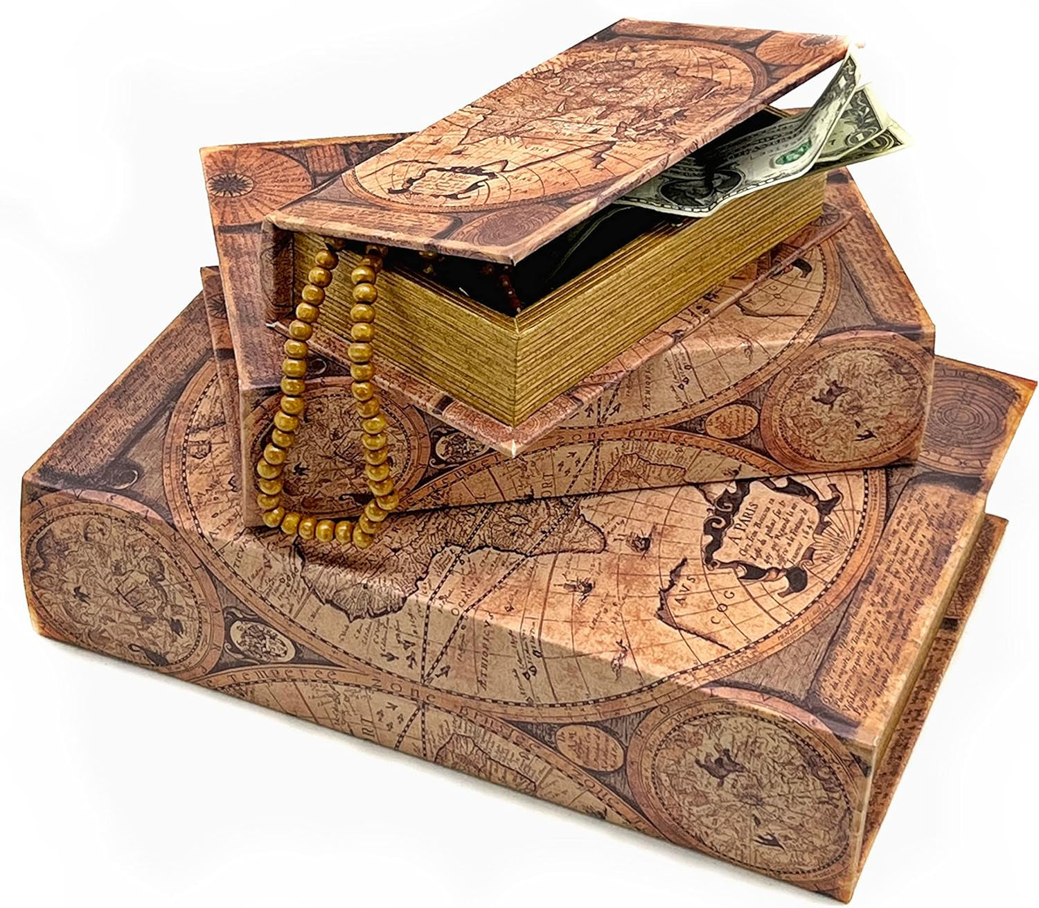 Secret Antiques Vintage Retro Invisible Storage Book Box 3-Piece Set