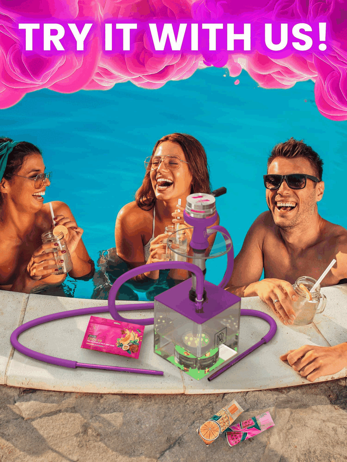 YADO Portable Purple Hookah Set with 2 Hoses and Charcoal Holder - Perfect for On-the-Go Enjoyment!