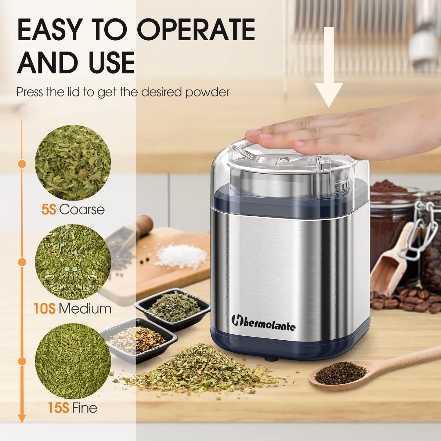  200 Watt  Herb Grinder with Stainless Steel Blade