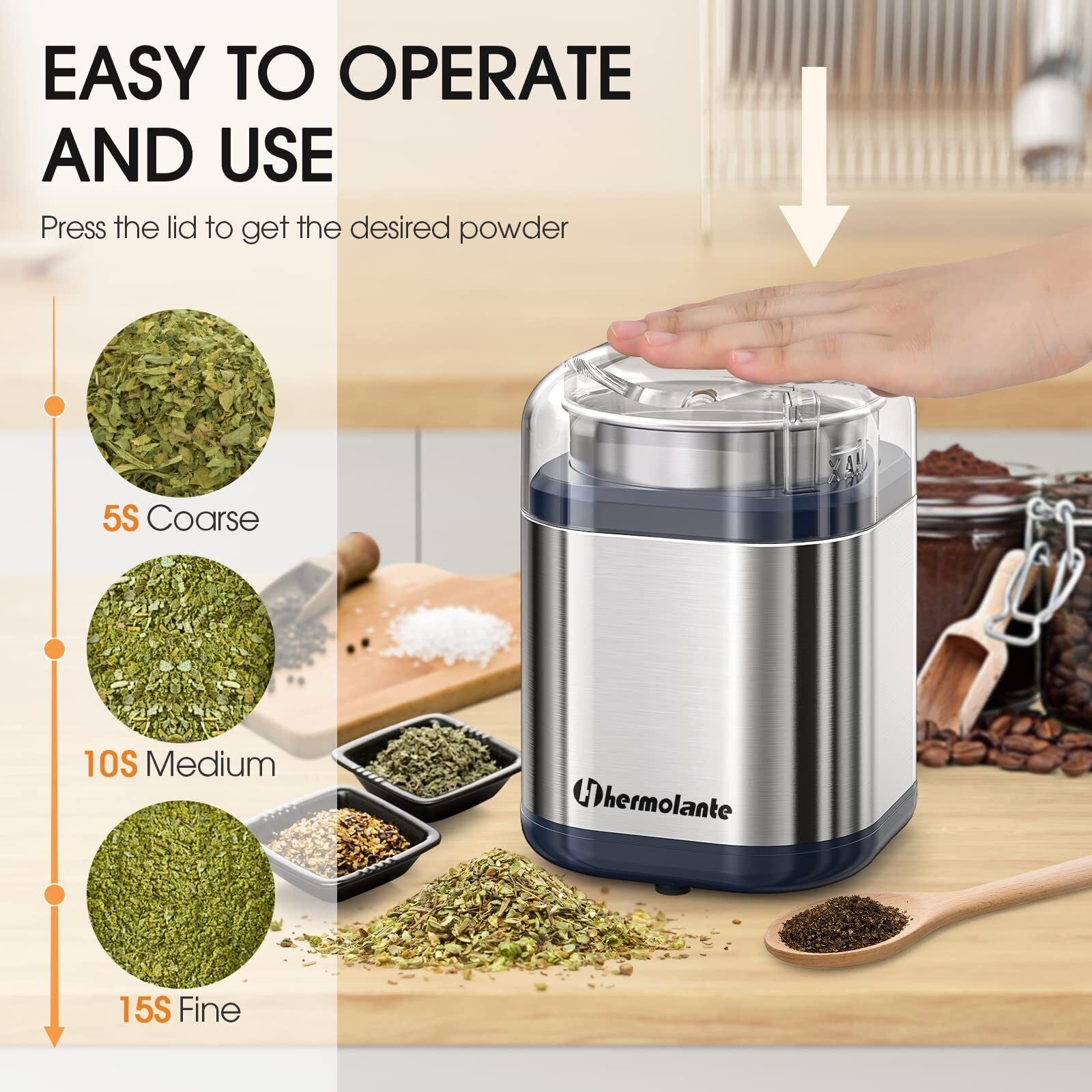  200 Watt  Herb Grinder with Stainless Steel Blade