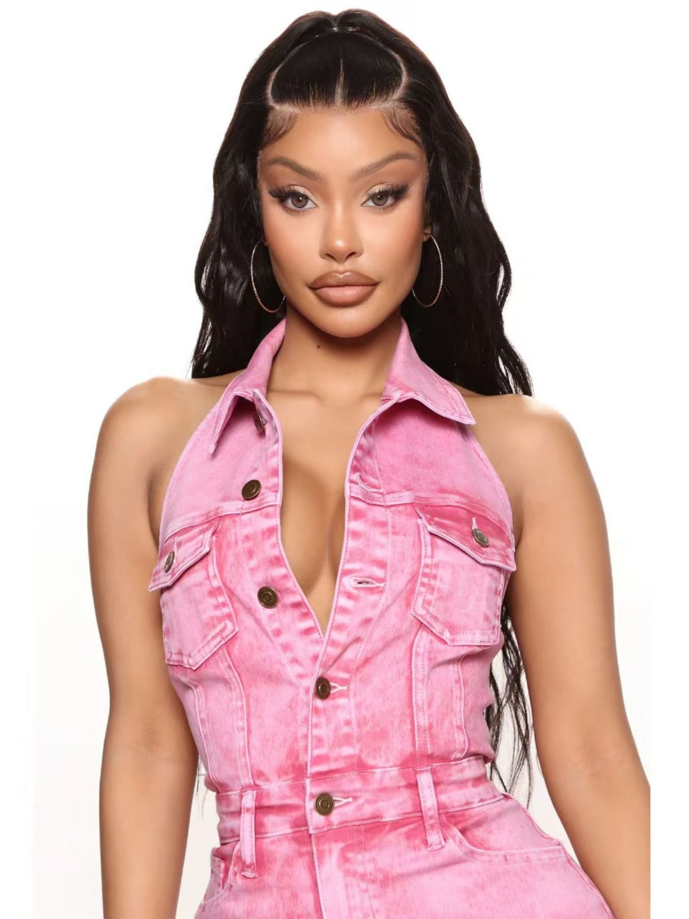 New Women's Denim Fashion High Elasticity Sexy Backless Pocket Work Pants Jumpsuit - Sublime Elevation