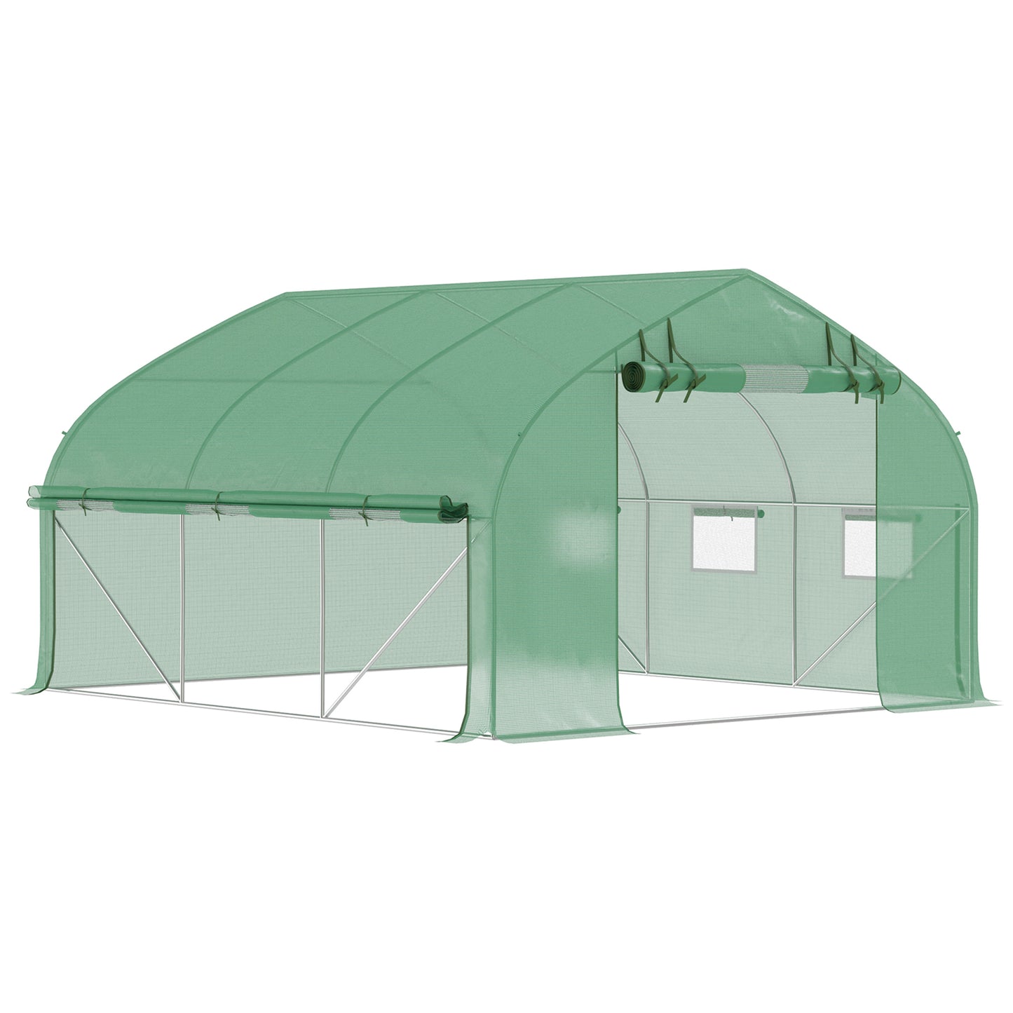 11.5' x 10' x 6.5' Walk-in Tunnel Greenhouse, Green House with Zippered Mesh Door, 7 Mesh Windows & Roll-up Sidewalls, Upgraded Gardening Plant Hot House with Galvanized Steel Hoops, Green - Sublime Elevation