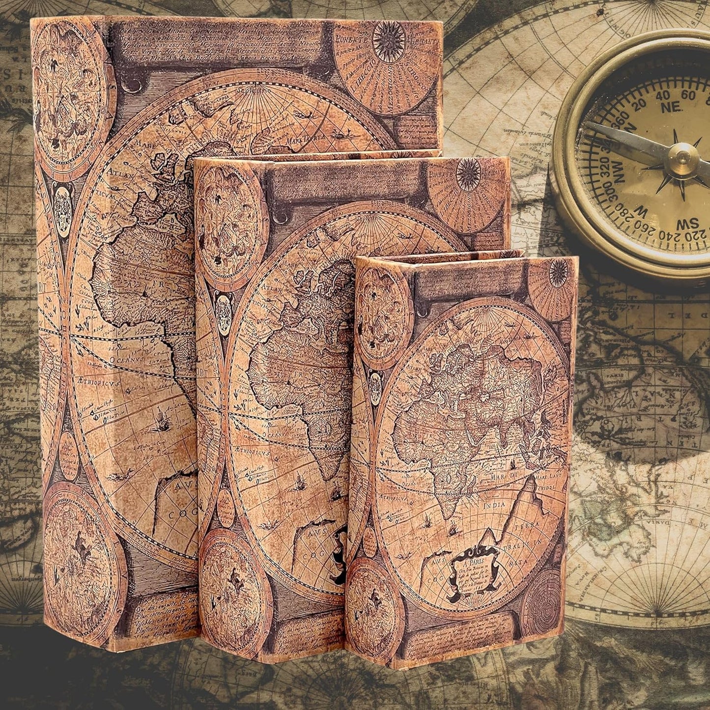 Secret Antiques Vintage Retro Invisible Storage Book Box 3-Piece Set